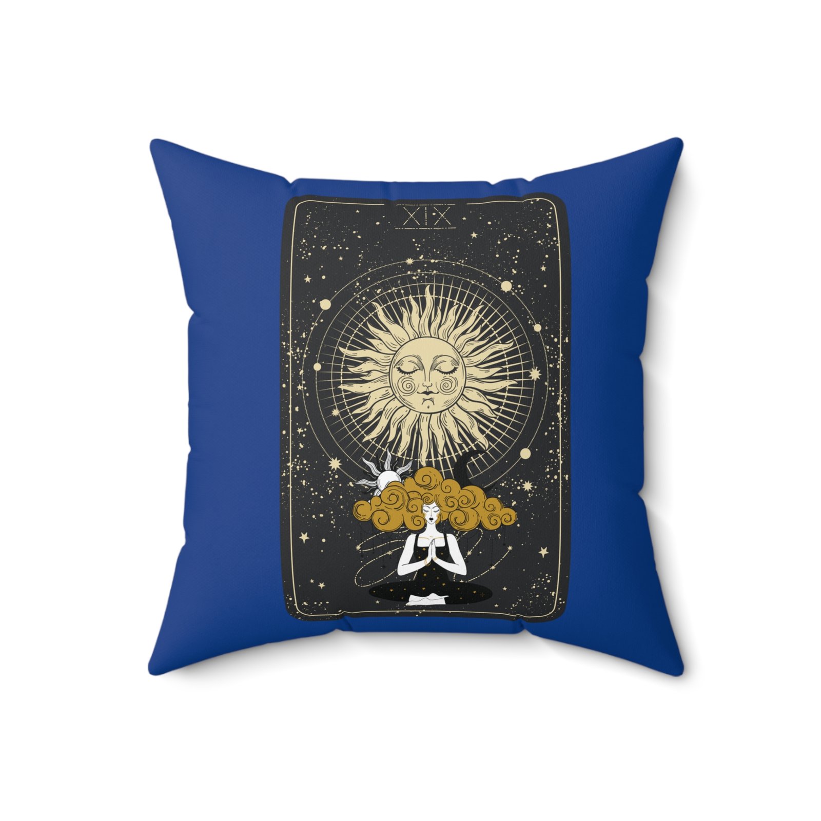 SUN GODDESS Tarot Card Dark Blue Spun Polyester Square Zippered Pillow - Image 7