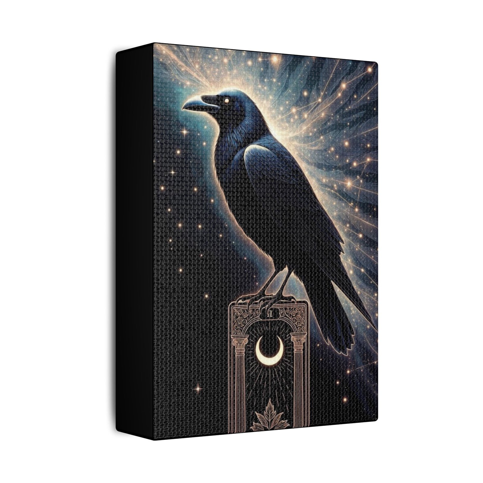 Mystic Raven Canvas Print — Crescent Moon Stretched Wall Art - Image 2