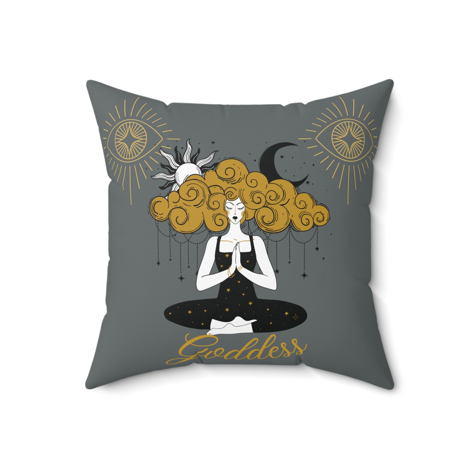 GODDESS in Grey Spun Polyester Square Pillow - Image 7
