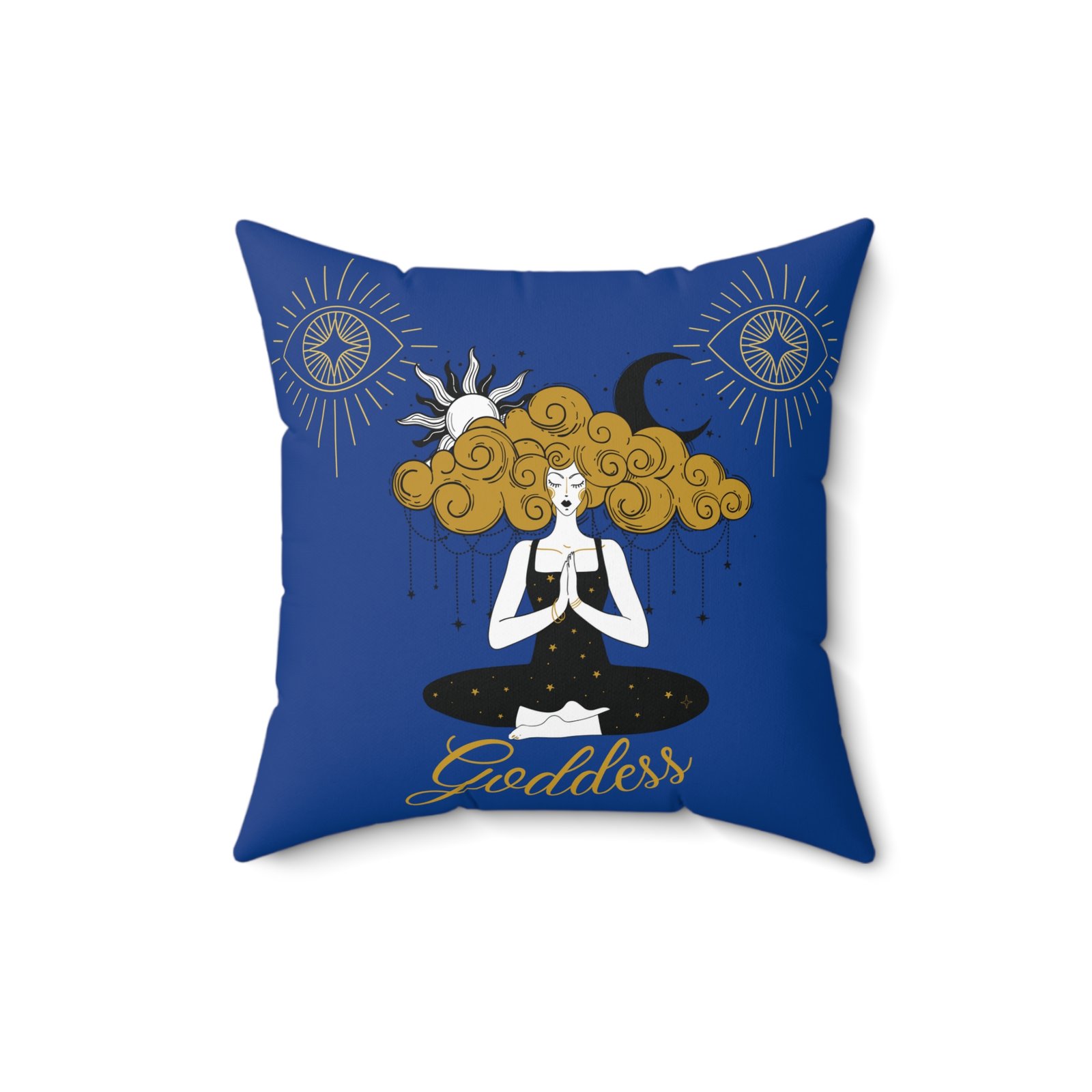 GODDESS in Dark Blue Spun Polyester Square Pillow - Image 4
