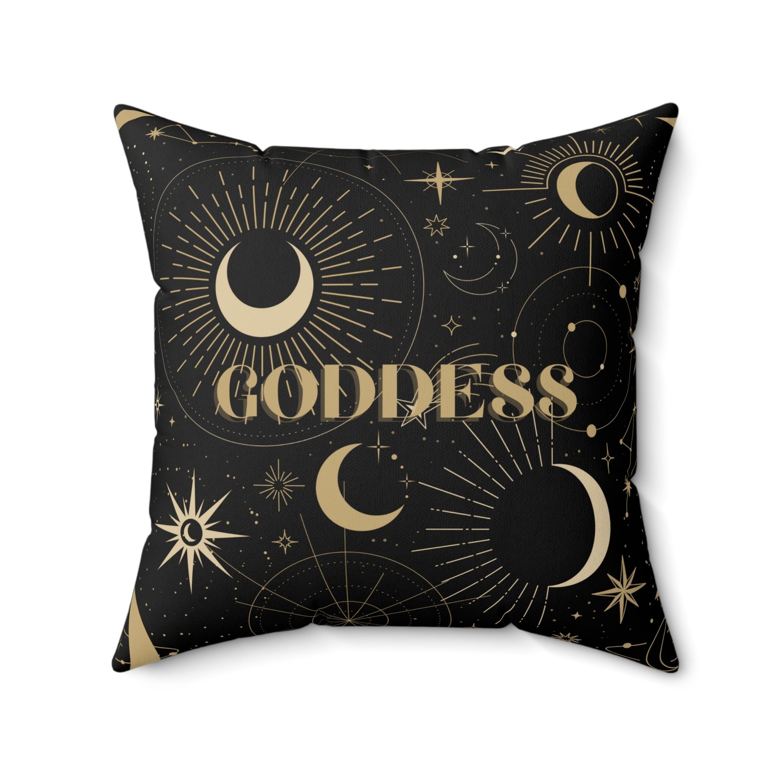 GODDESS in Black Spun Polyester Square Pillow - Image 11