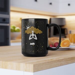 Goddess Stars Black Mug, 15oz