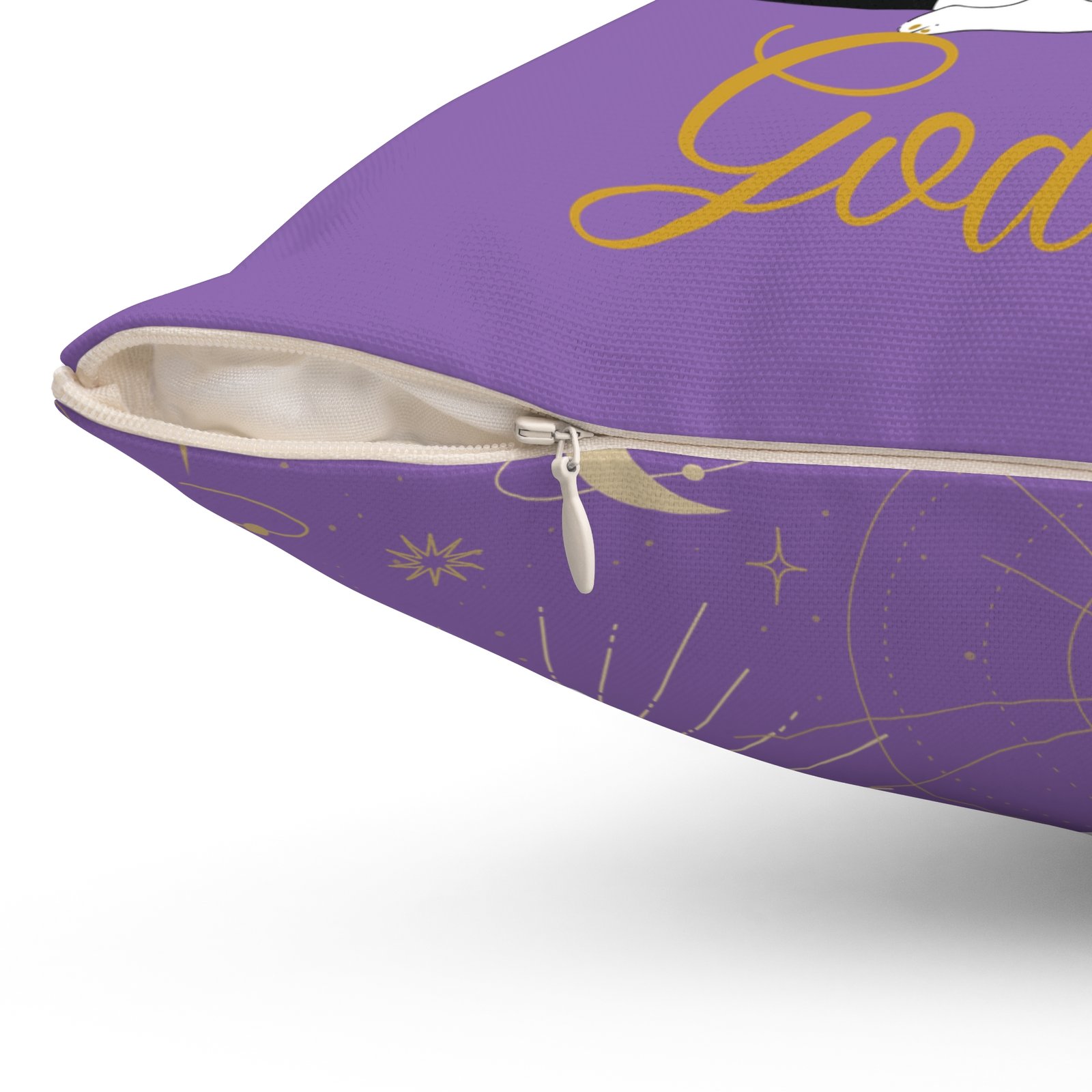 GODDESS in Light Purple Lavender Spun Polyester Square Pillow - Image 3