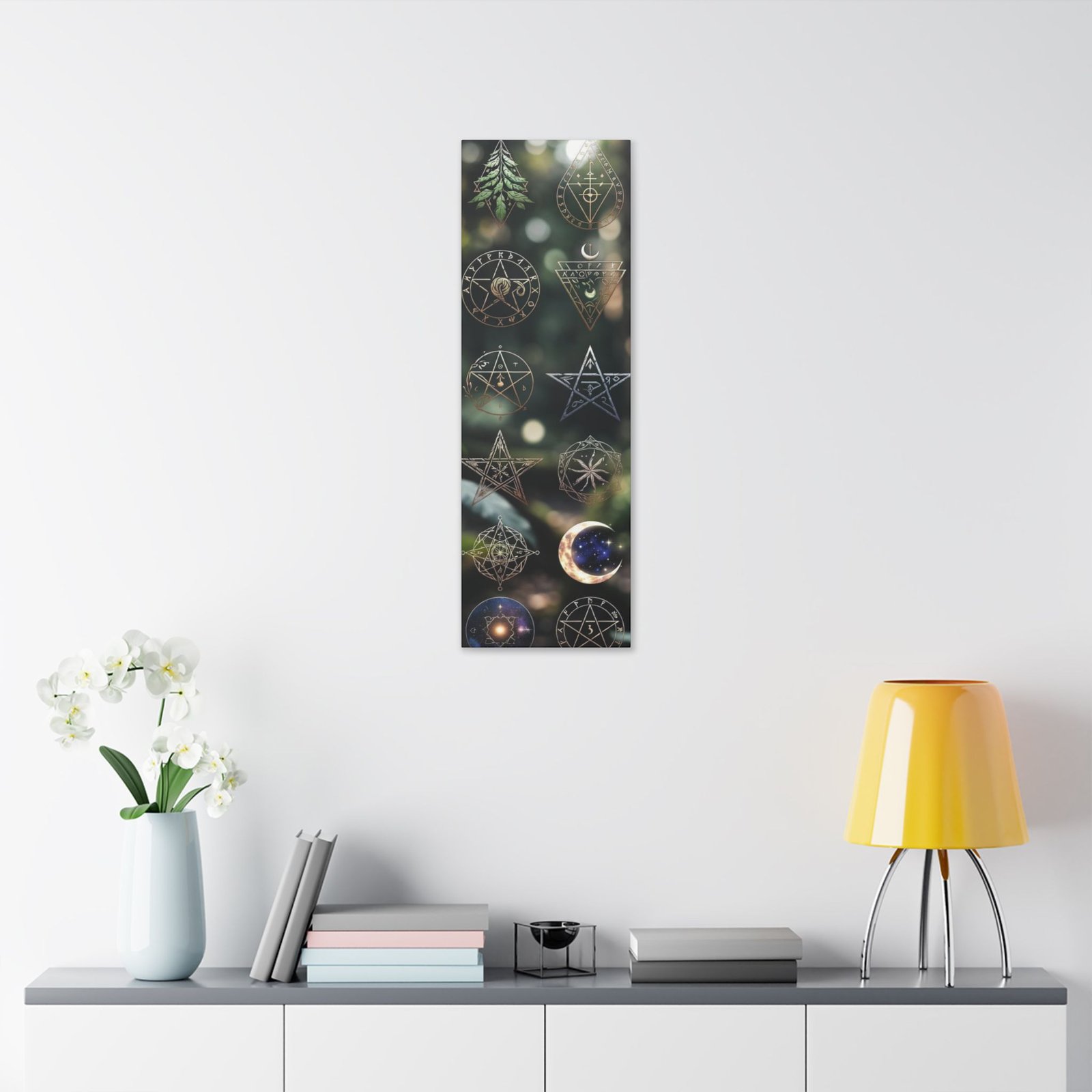 Celestial Moon & Sigils Stretched Canvas – Mystical Wall Art for Bedroom, Meditation, & Witchy Décor - Image 39