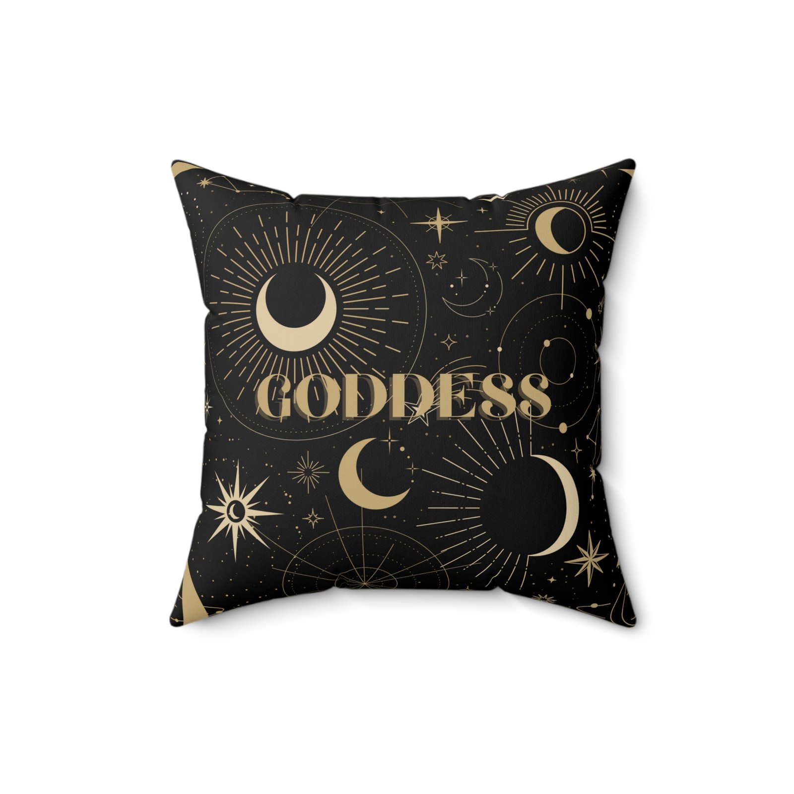 GODDESS in Black Spun Polyester Square Pillow - Image 5