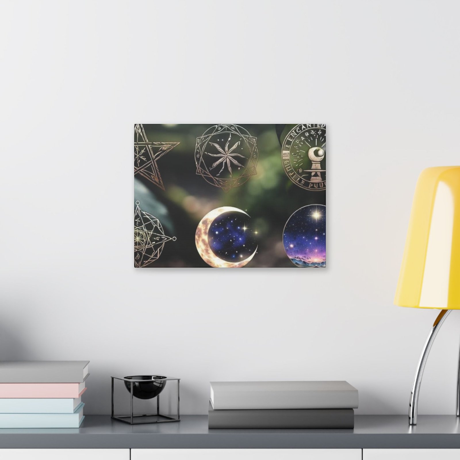Celestial Moon & Sigils Stretched Canvas – Mystical Wall Art for Bedroom, Meditation, & Witchy Décor - Image 7