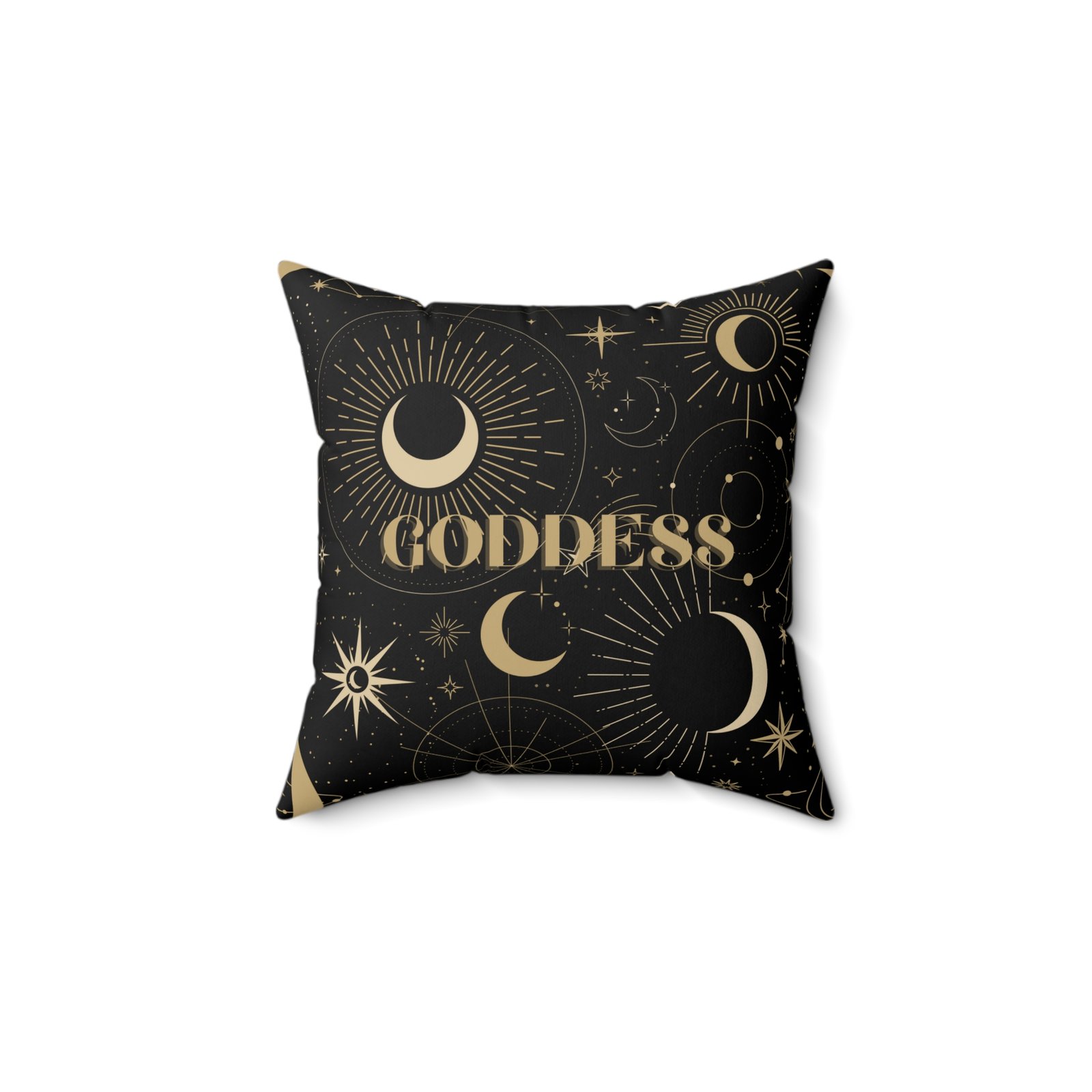 GODDESS in Black Spun Polyester Square Pillow - Image 2