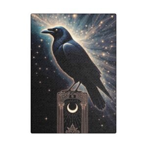 Mystic Raven Canvas Print — Crescent Moon Stretched Wall Art
