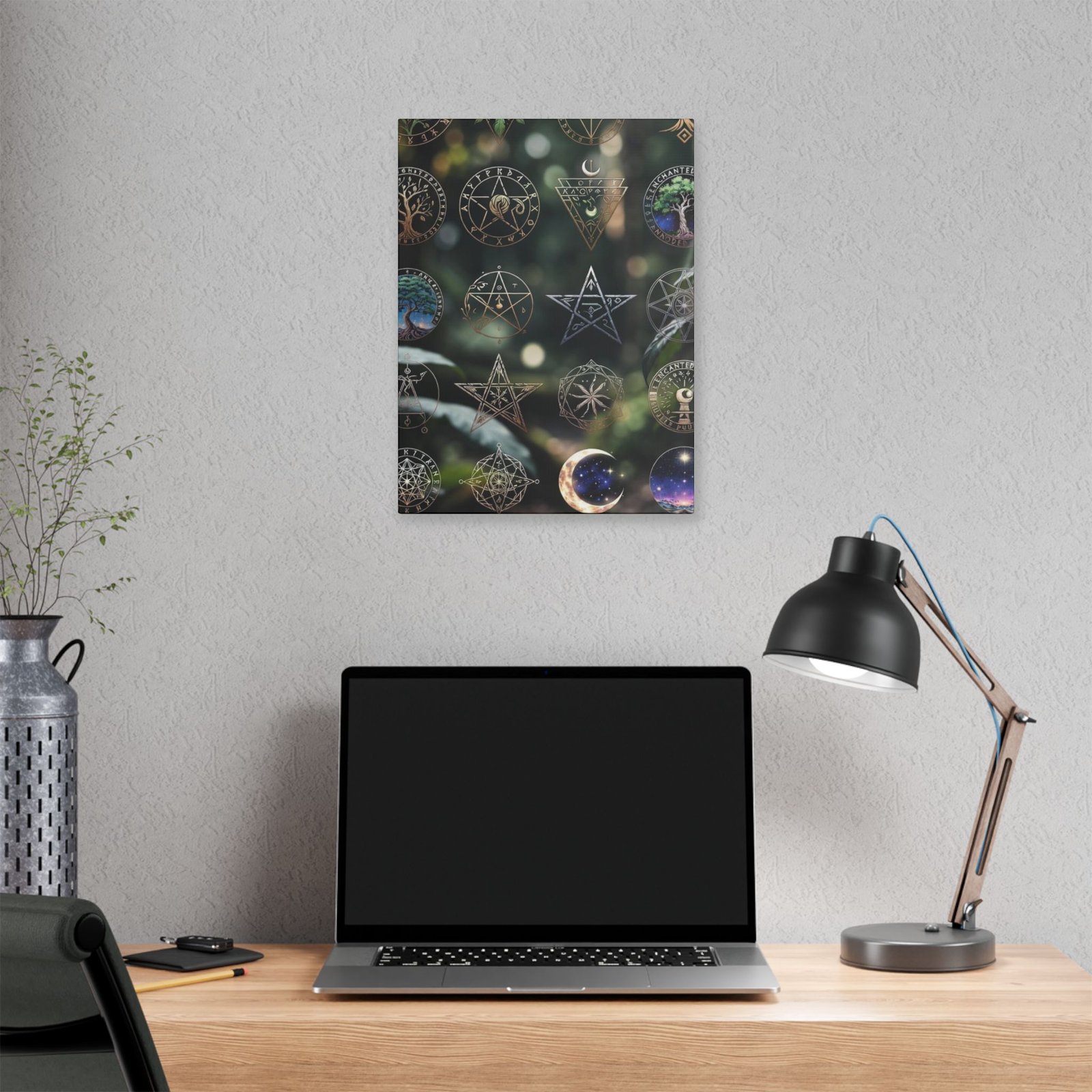 Celestial Moon & Sigils Stretched Canvas – Mystical Wall Art for Bedroom, Meditation, & Witchy Décor - Image 28