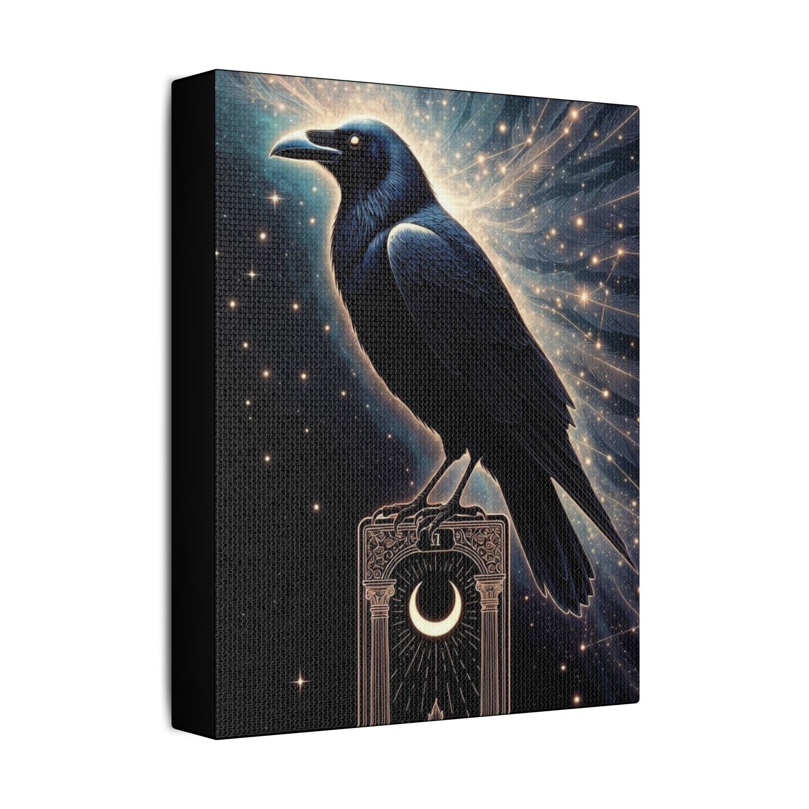 Mystic Raven Canvas Print — Crescent Moon Stretched Wall Art - Image 6