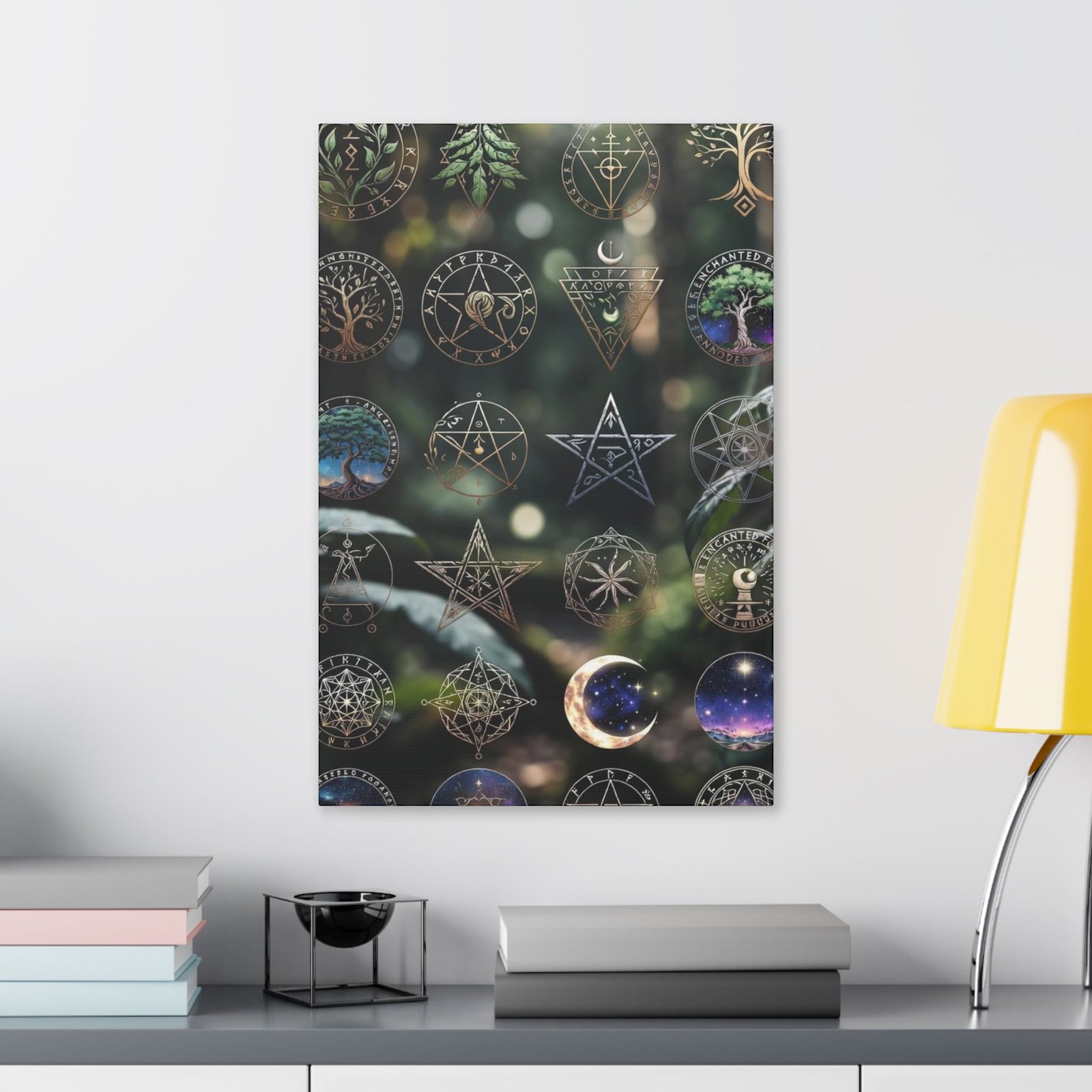 Celestial Moon & Sigils Stretched Canvas – Mystical Wall Art for Bedroom, Meditation, & Witchy Décor - Image 47