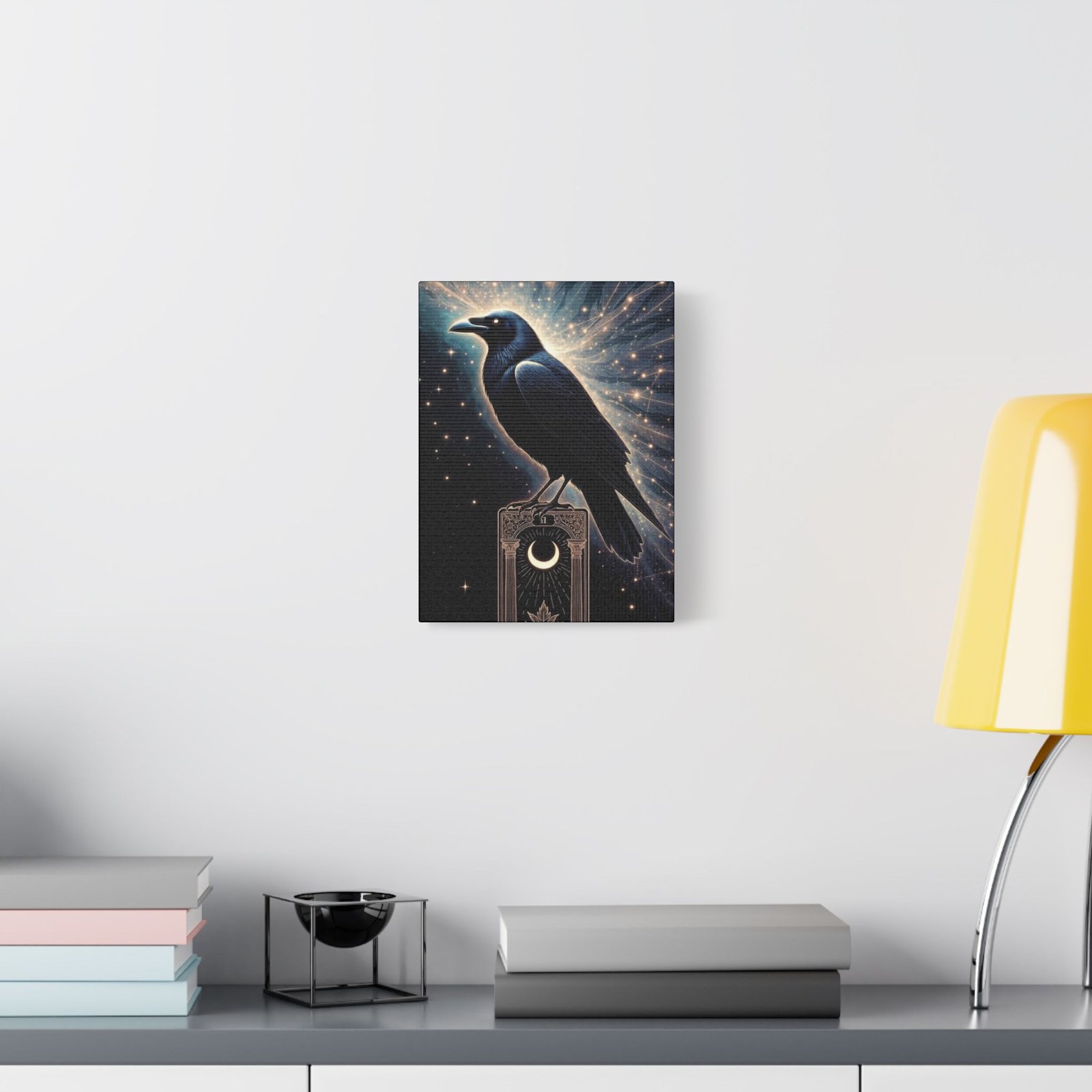 Mystic Raven Canvas Print — Crescent Moon Stretched Wall Art - Image 11