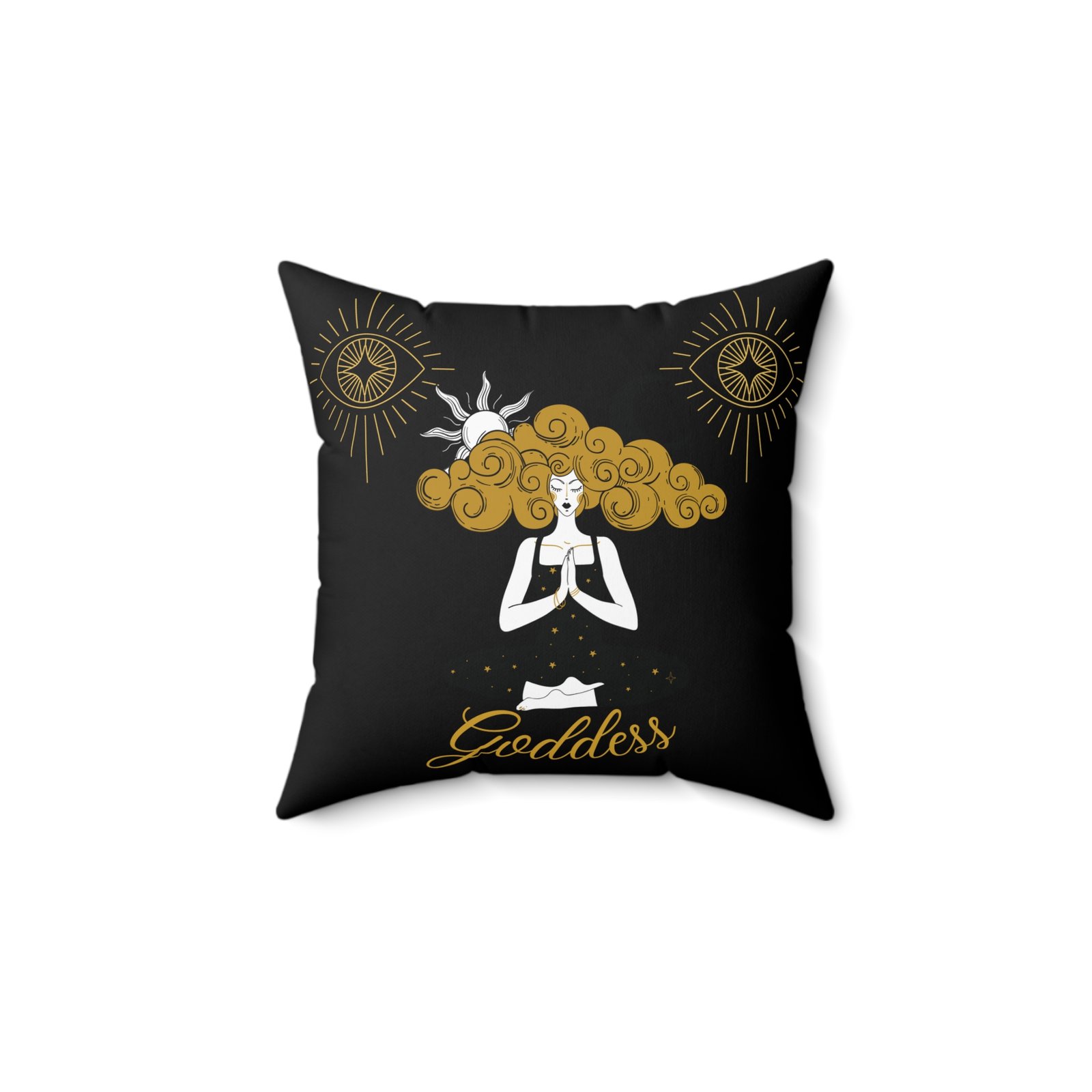 GODDESS in Black Spun Polyester Square Pillow
