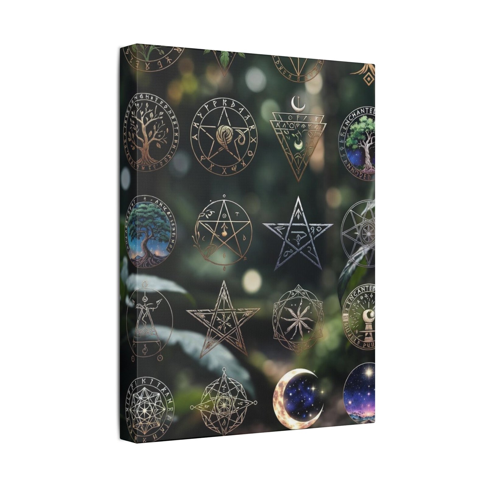 Celestial Moon & Sigils Stretched Canvas – Mystical Wall Art for Bedroom, Meditation, & Witchy Décor - Image 25