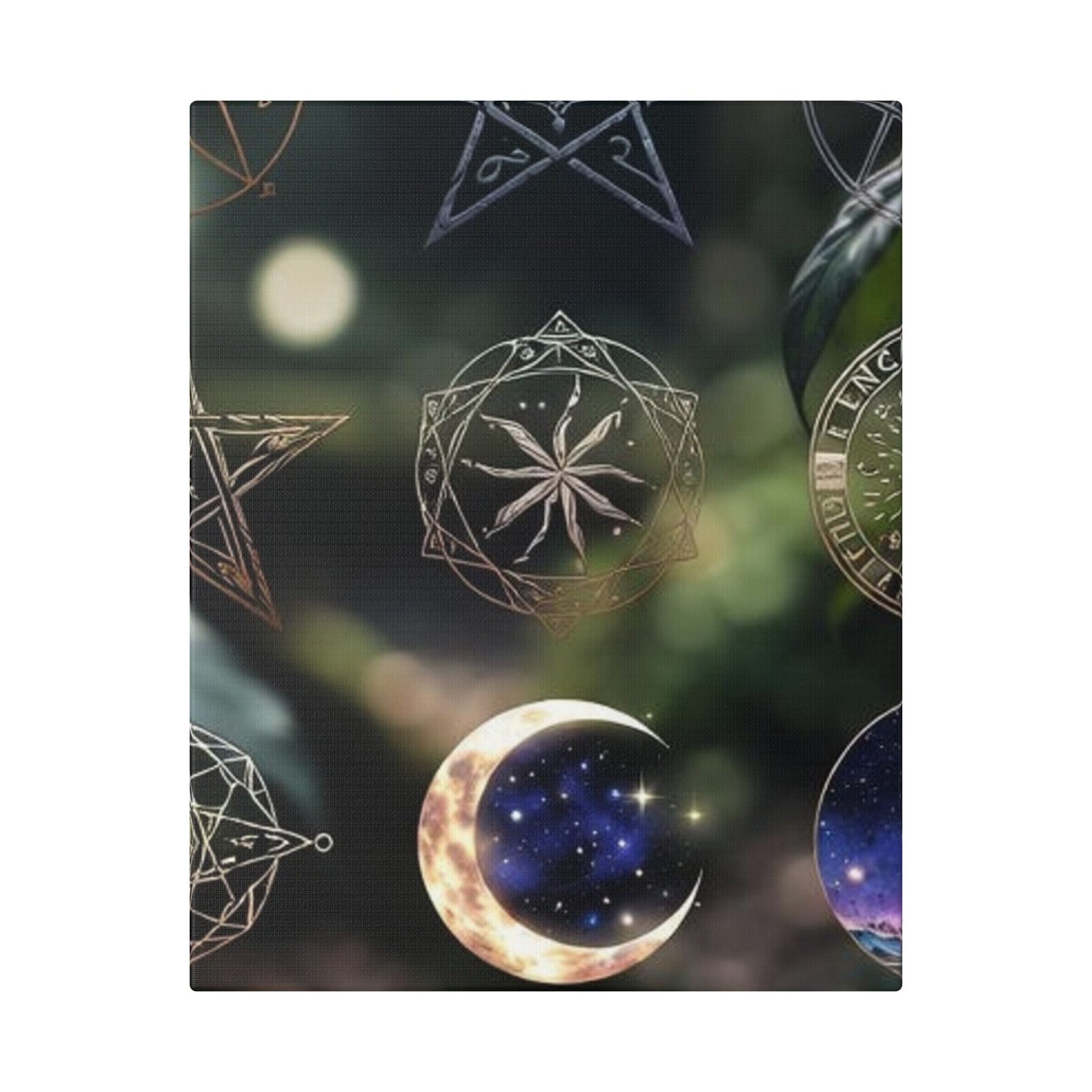 Celestial Moon & Sigils Stretched Canvas – Mystical Wall Art for Bedroom, Meditation, & Witchy Décor - Image 14