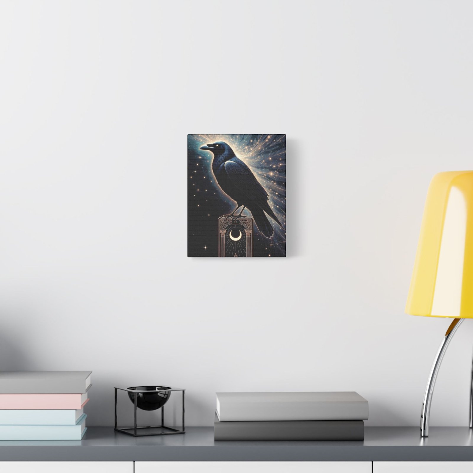Mystic Raven Canvas Print — Crescent Moon Stretched Wall Art - Image 7