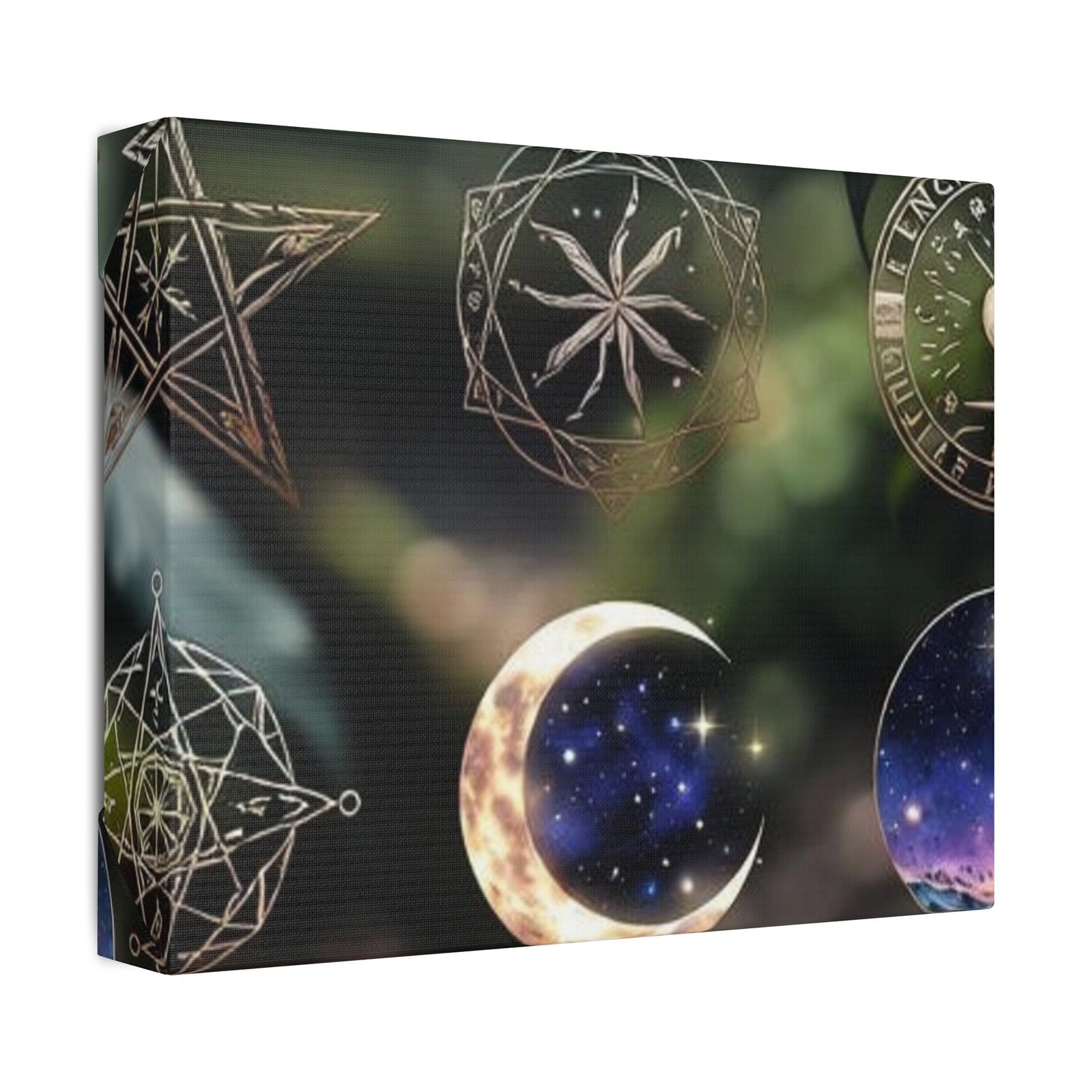 Celestial Moon & Sigils Stretched Canvas – Mystical Wall Art for Bedroom, Meditation, & Witchy Décor - Image 2