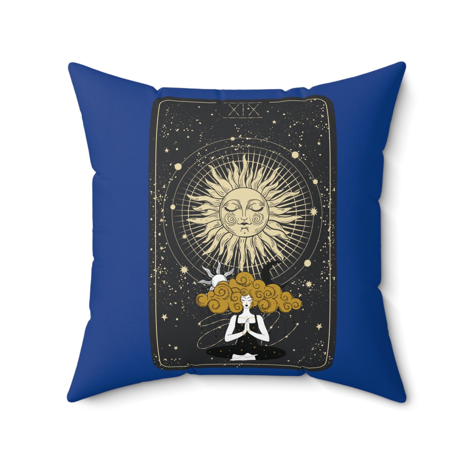 SUN GODDESS Tarot Card Dark Blue Spun Polyester Square Zippered Pillow - Image 10