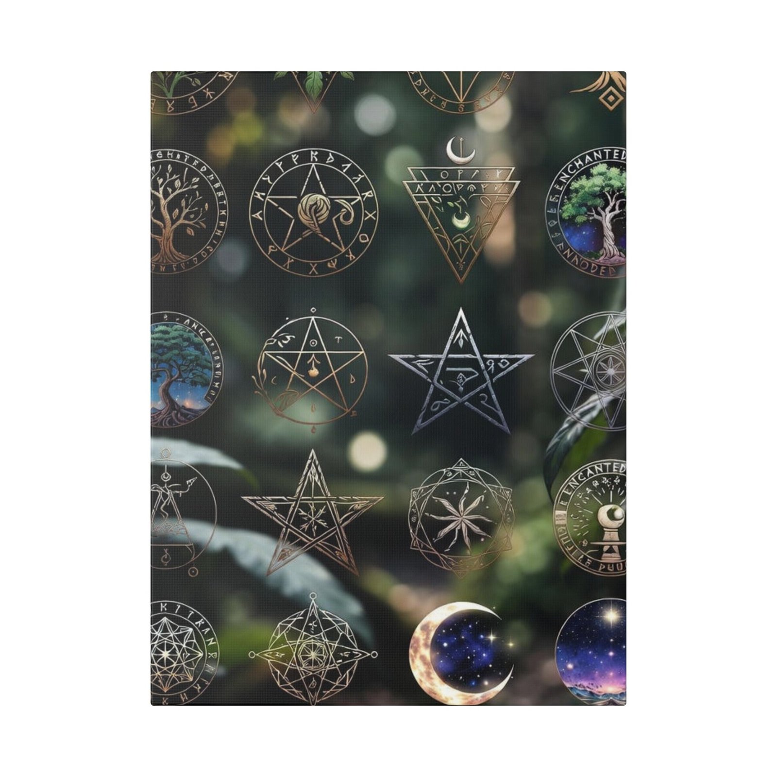Celestial Moon & Sigils Stretched Canvas – Mystical Wall Art for Bedroom, Meditation, & Witchy Décor - Image 26