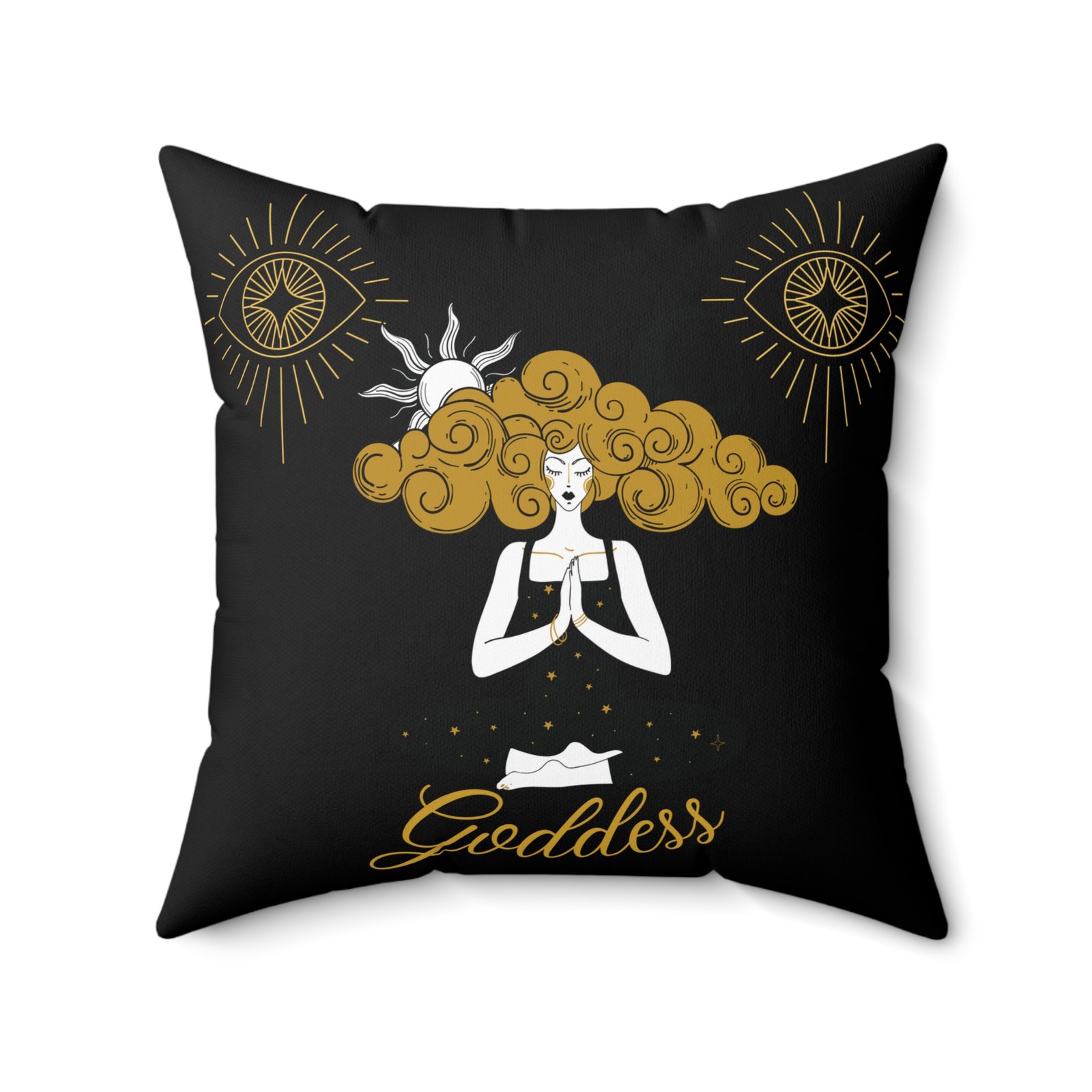GODDESS in Black Spun Polyester Square Pillow - Image 10