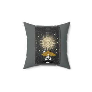 SUN GODDESS Tarot Card Dark Grey Spun Polyester Square Pillow
