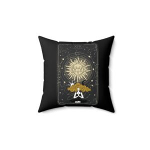 SUN GODDESS Tarot Card Black Spun Polyester Square Pillow