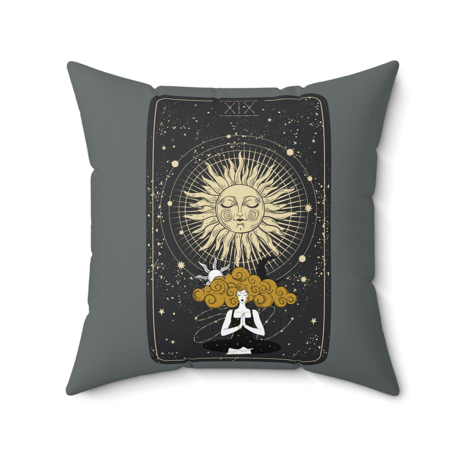 SUN GODDESS Tarot Card Dark Grey Spun Polyester Square Pillow - Image 10