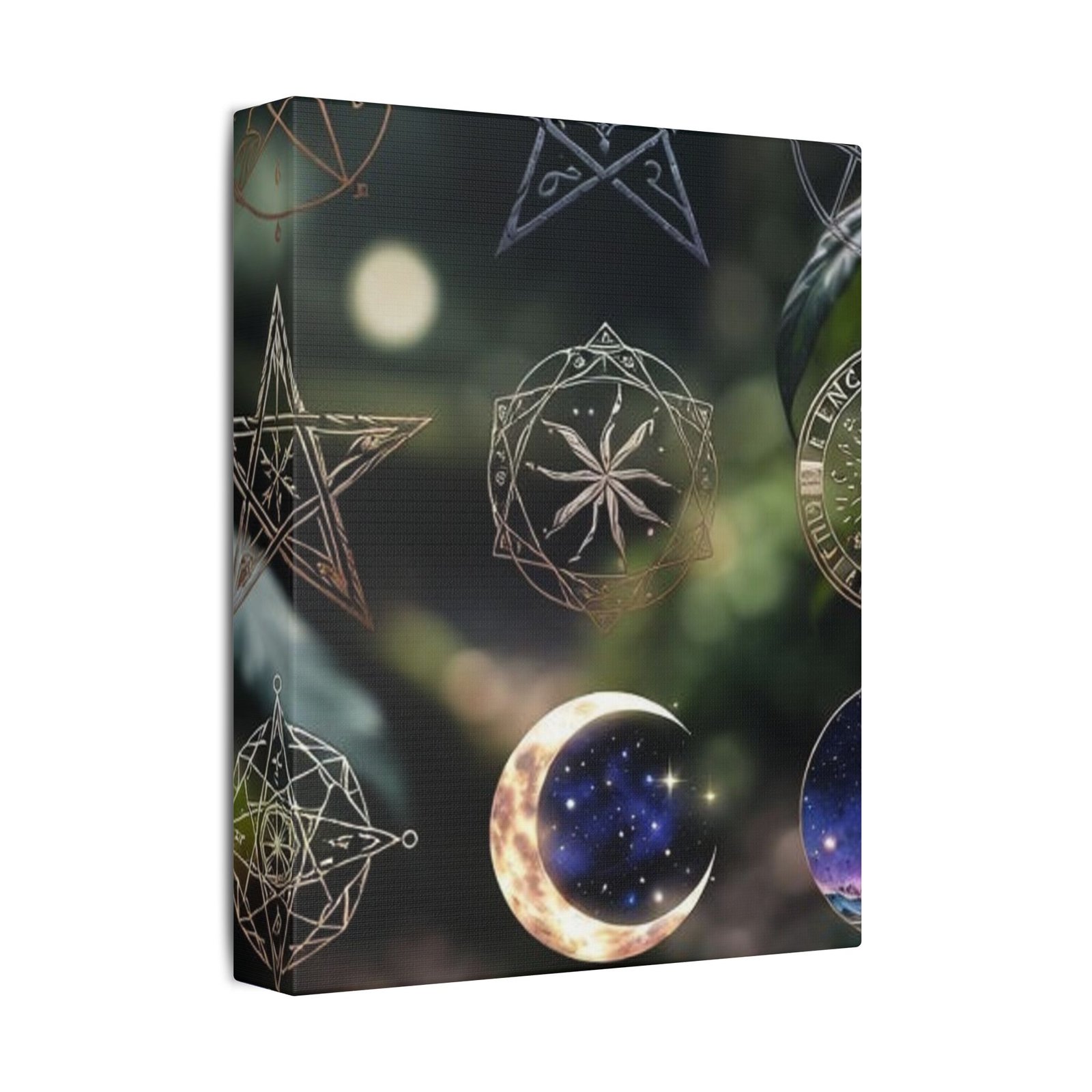 Celestial Moon & Sigils Stretched Canvas – Mystical Wall Art for Bedroom, Meditation, & Witchy Décor - Image 13