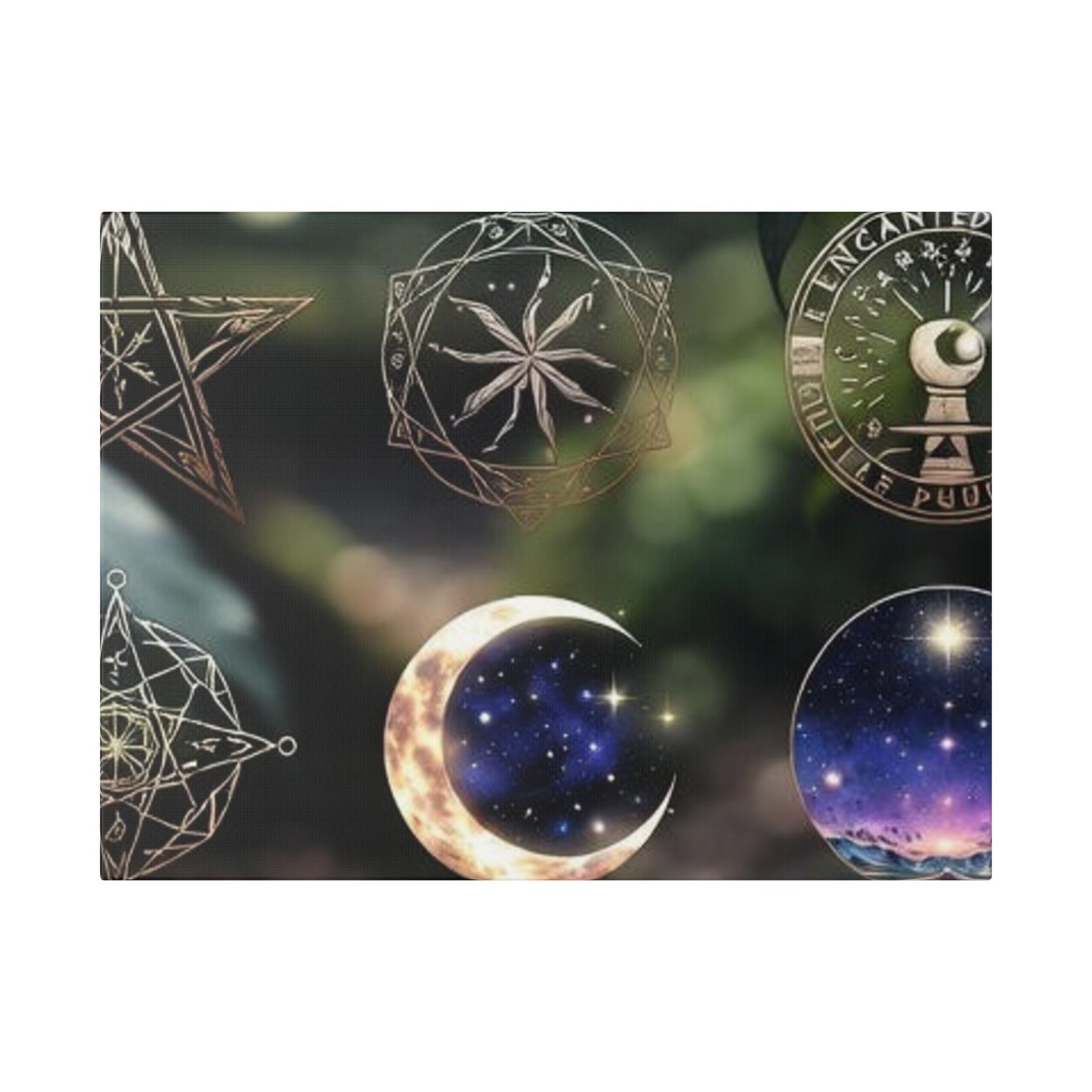Celestial Moon & Sigils Stretched Canvas – Mystical Wall Art for Bedroom, Meditation, & Witchy Décor - Image 6