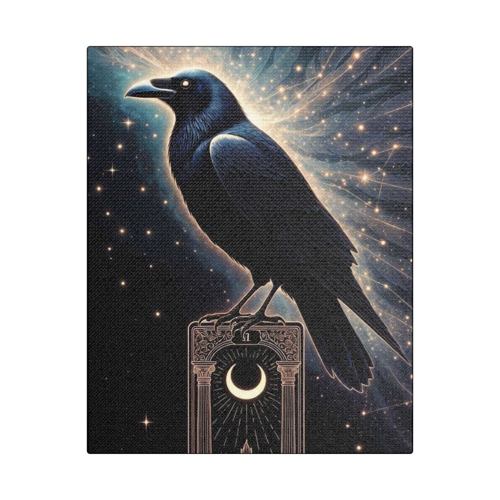 Mystic Raven Canvas Print — Crescent Moon Stretched Wall Art - Image 5