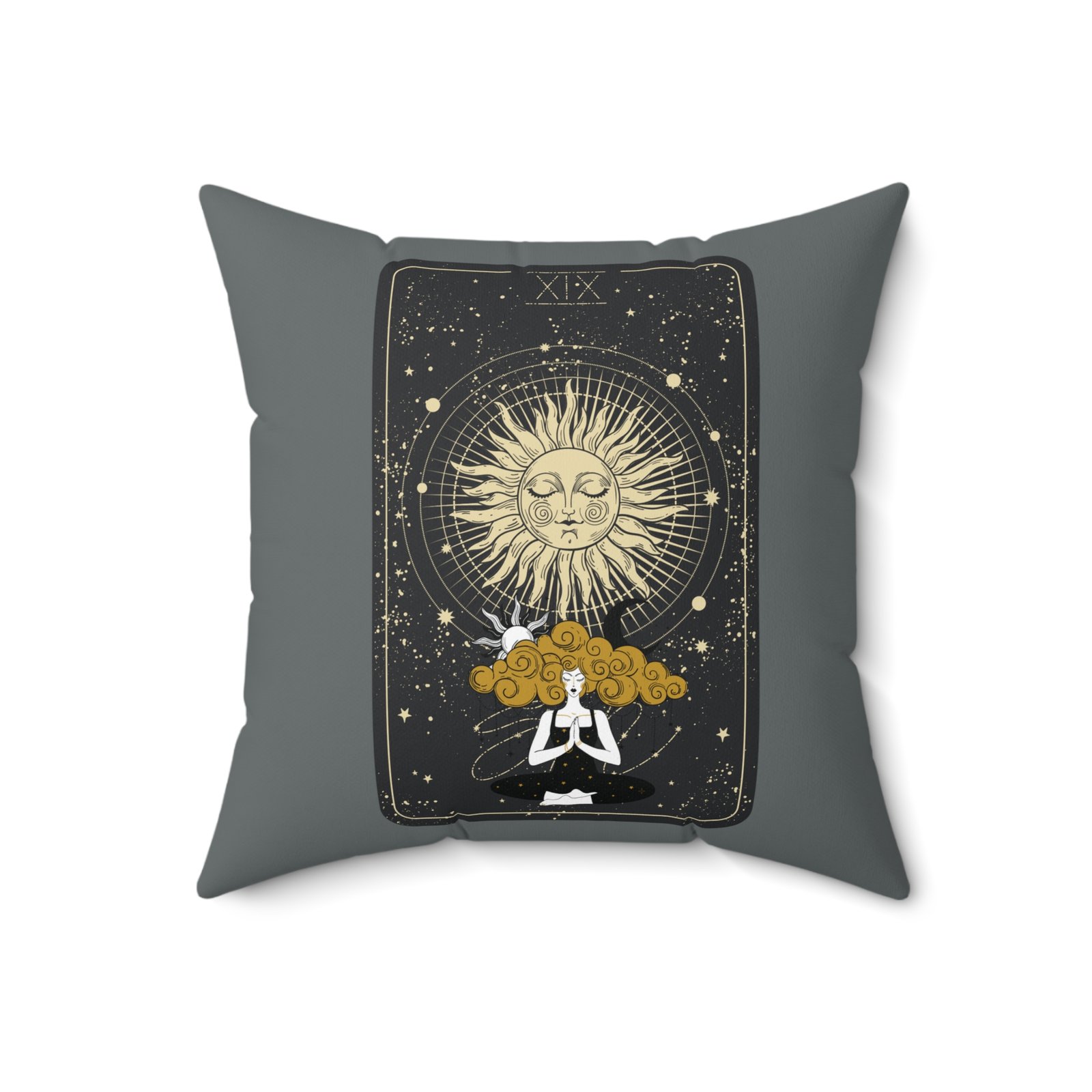 SUN GODDESS Tarot Card Dark Grey Spun Polyester Square Pillow - Image 7