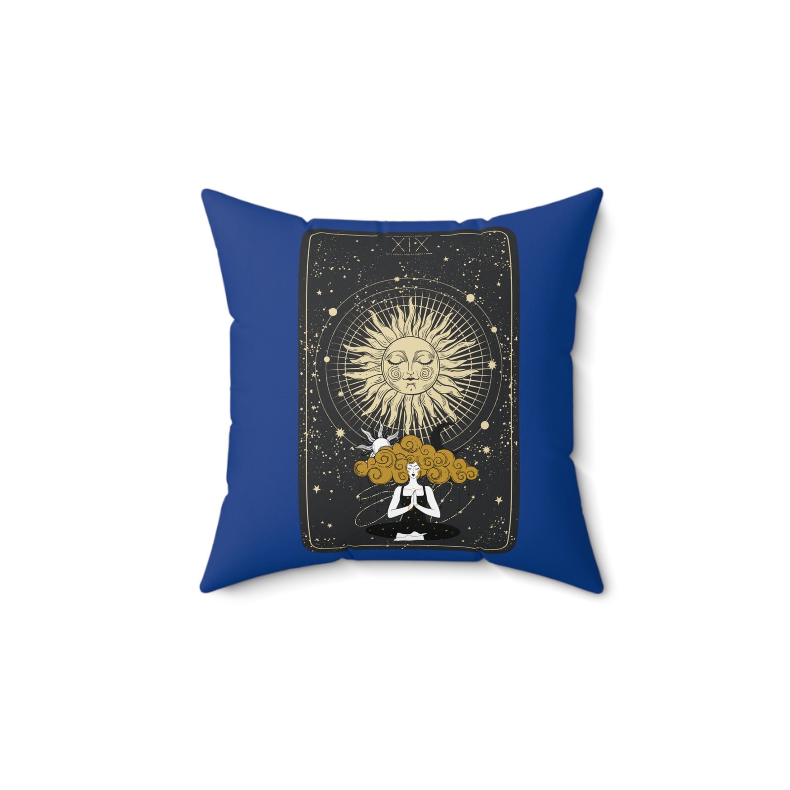 SUN GODDESS Tarot Card Dark Blue Spun Polyester Square Zippered Pillow