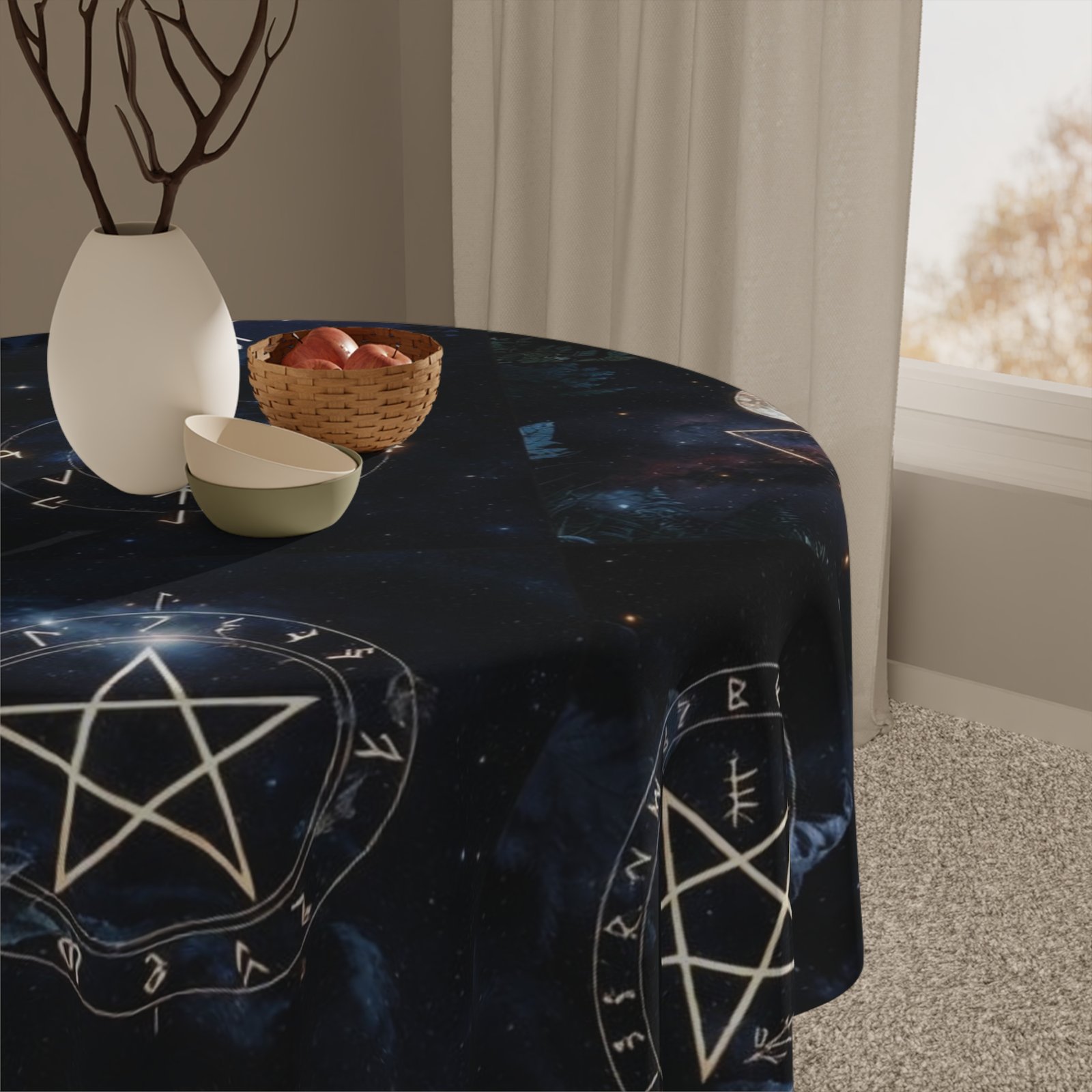 Occult Symbols Tablecloth — Mystical Pagan Altar & Dining Cloth