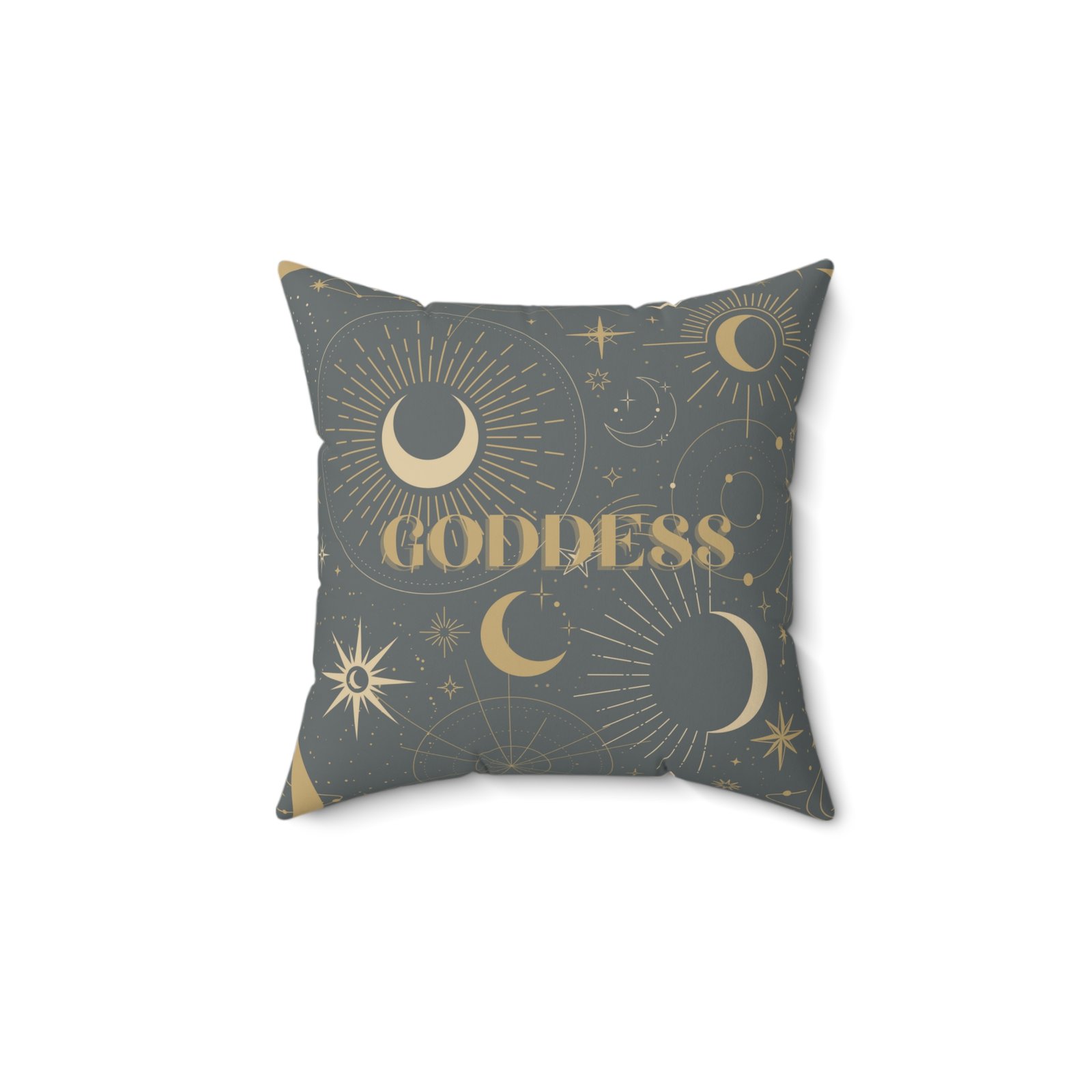 GODDESS in Grey Spun Polyester Square Pillow - Image 2