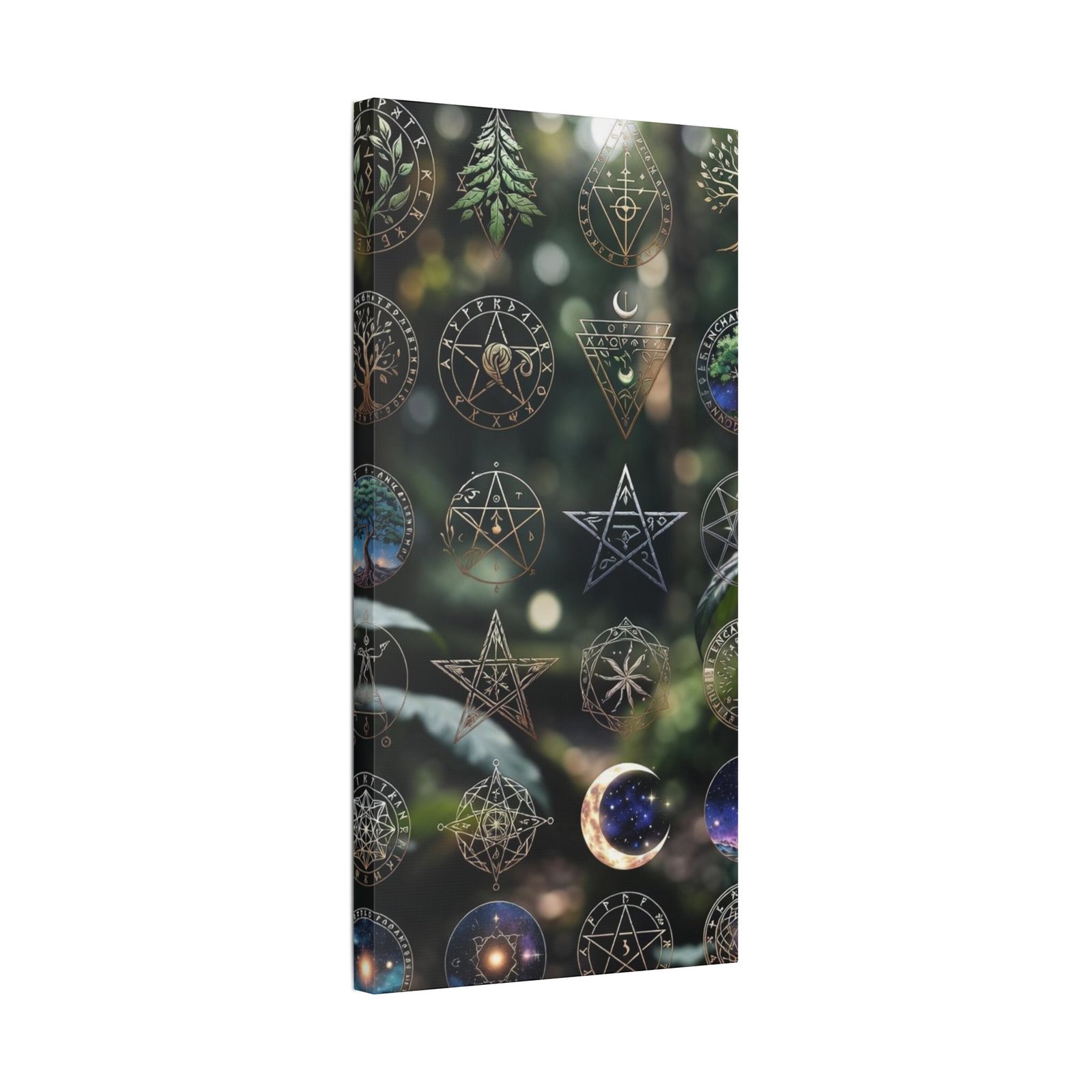 Celestial Moon & Sigils Stretched Canvas – Mystical Wall Art for Bedroom, Meditation, & Witchy Décor - Image 49