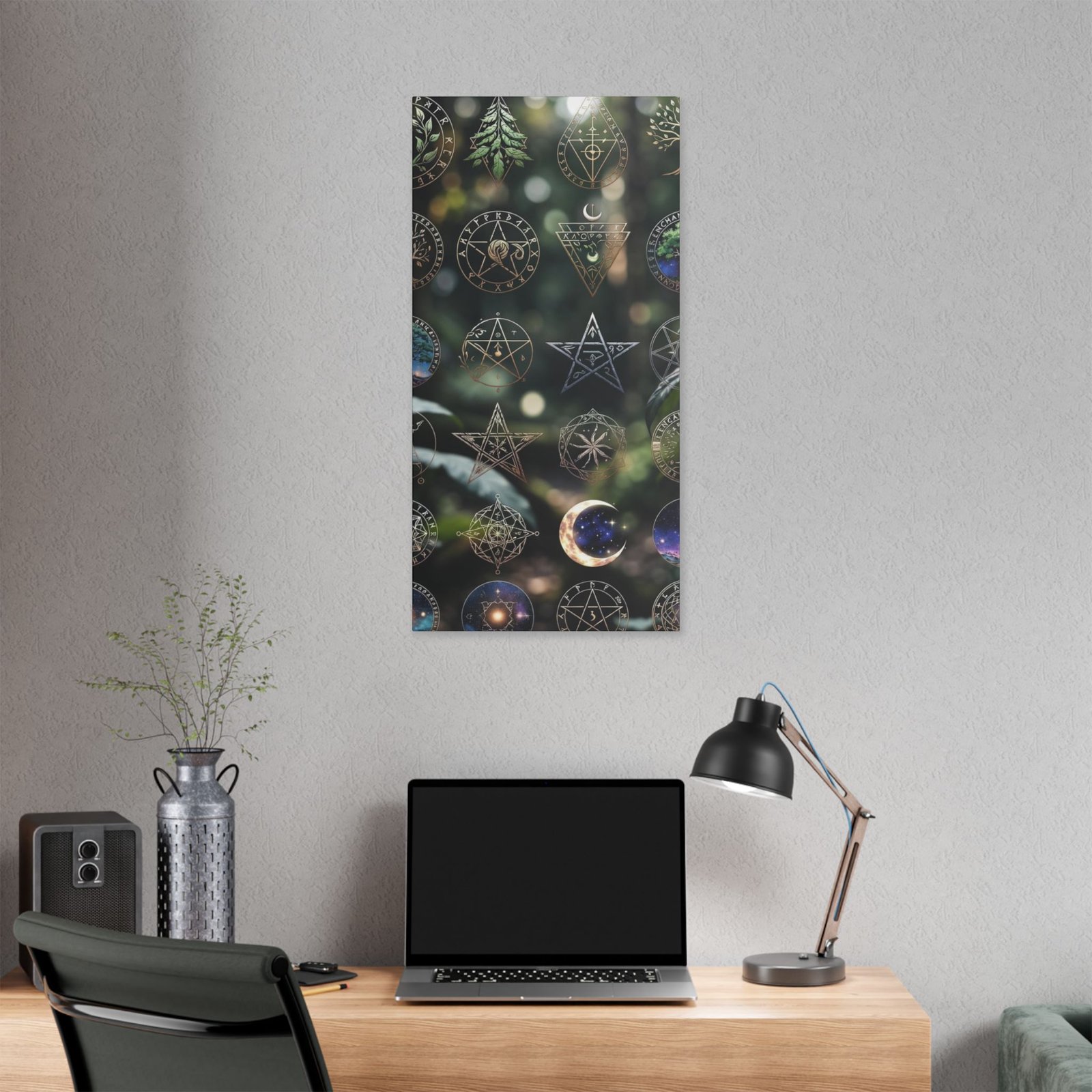 Celestial Moon & Sigils Stretched Canvas – Mystical Wall Art for Bedroom, Meditation, & Witchy Décor - Image 52