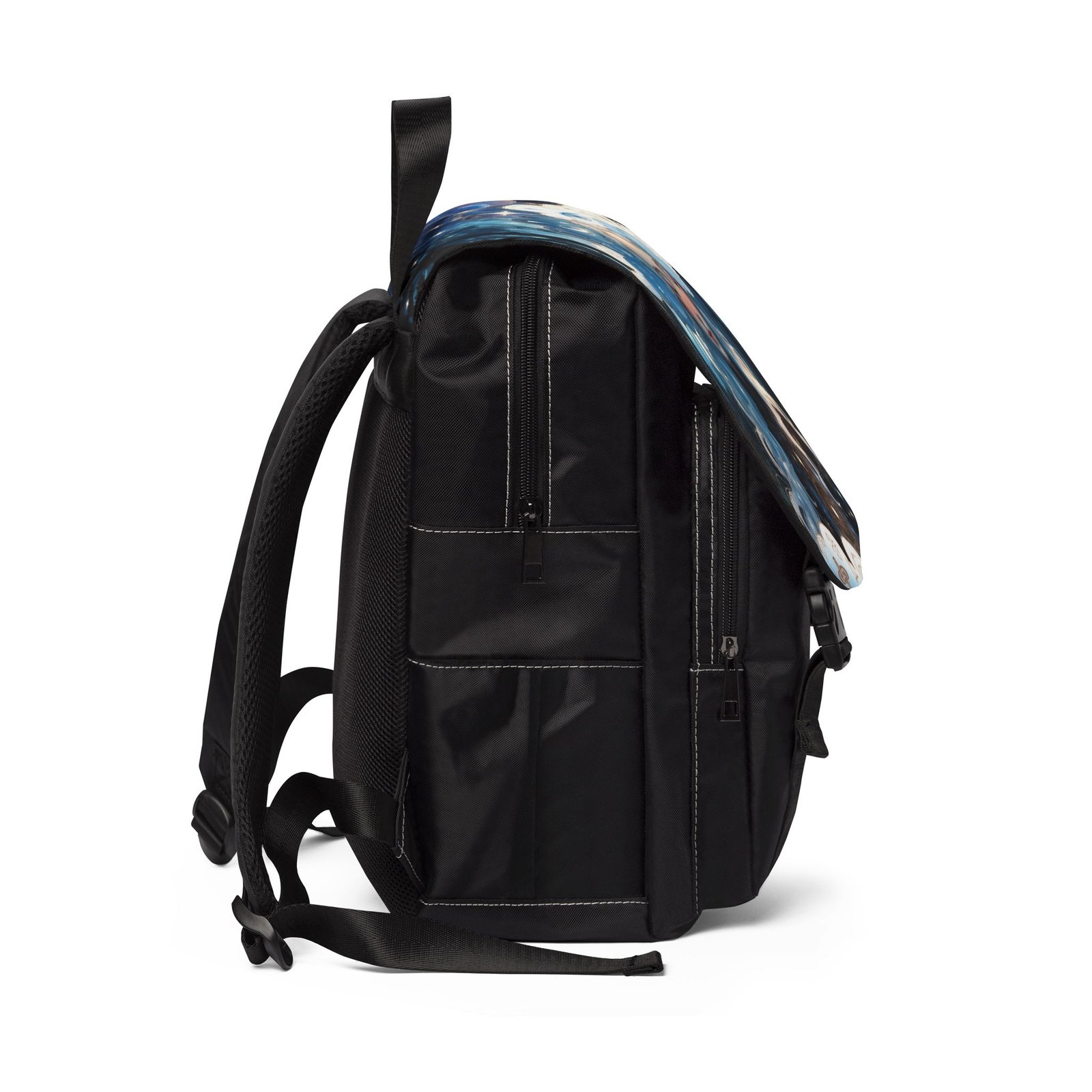Dreamy Forest Girl Backpack — Artistic Blue Hair Flap Backpack - Image 2