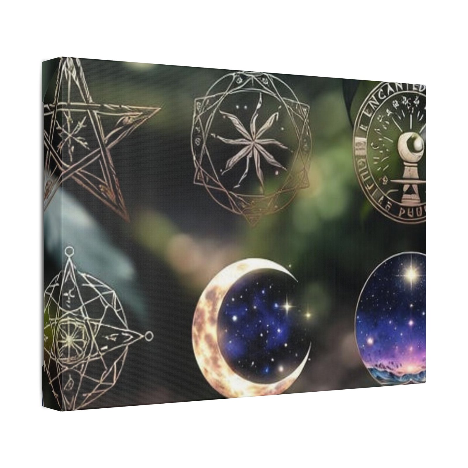 Celestial Moon & Sigils Stretched Canvas – Mystical Wall Art for Bedroom, Meditation, & Witchy Décor - Image 5