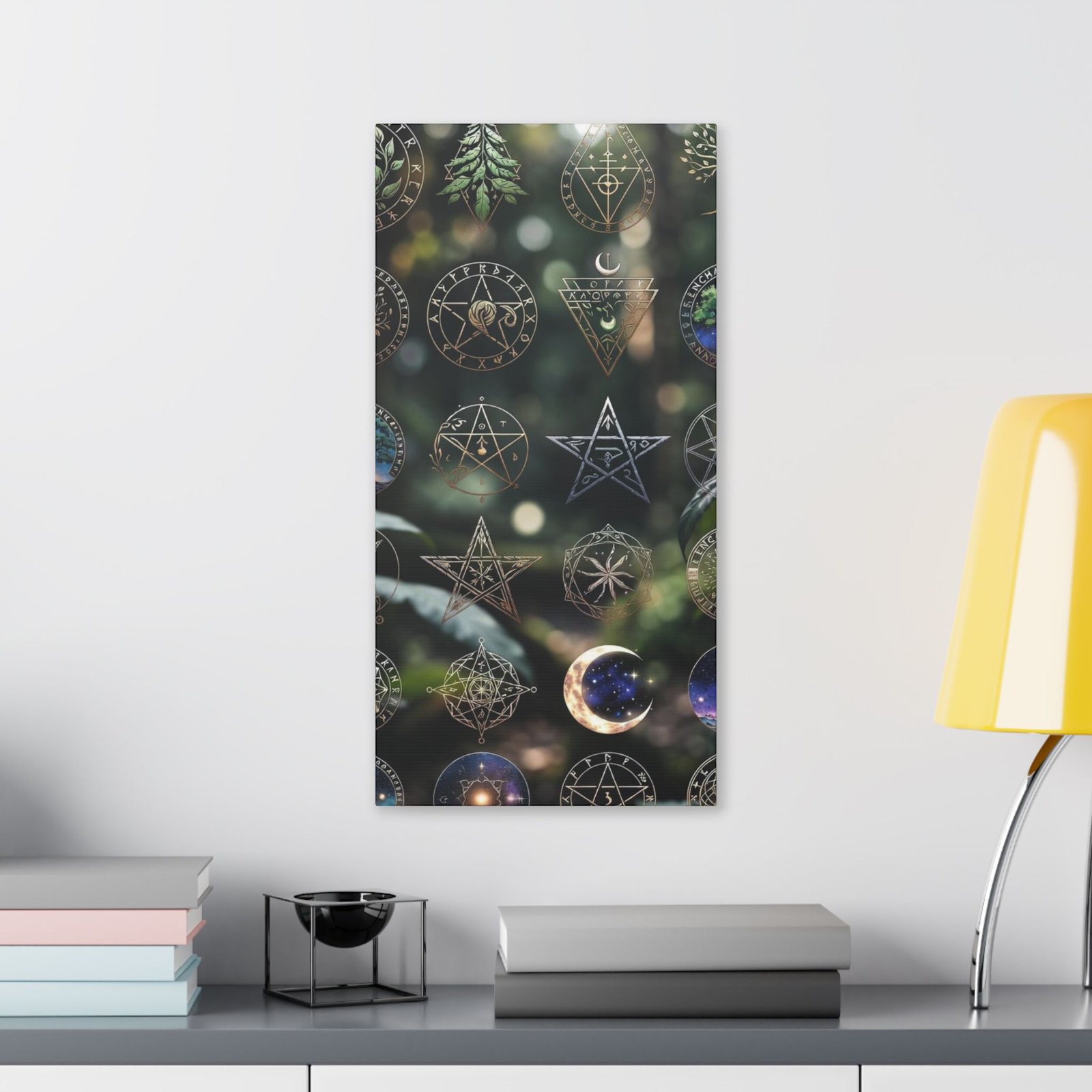 Celestial Moon & Sigils Stretched Canvas – Mystical Wall Art for Bedroom, Meditation, & Witchy Décor - Image 35