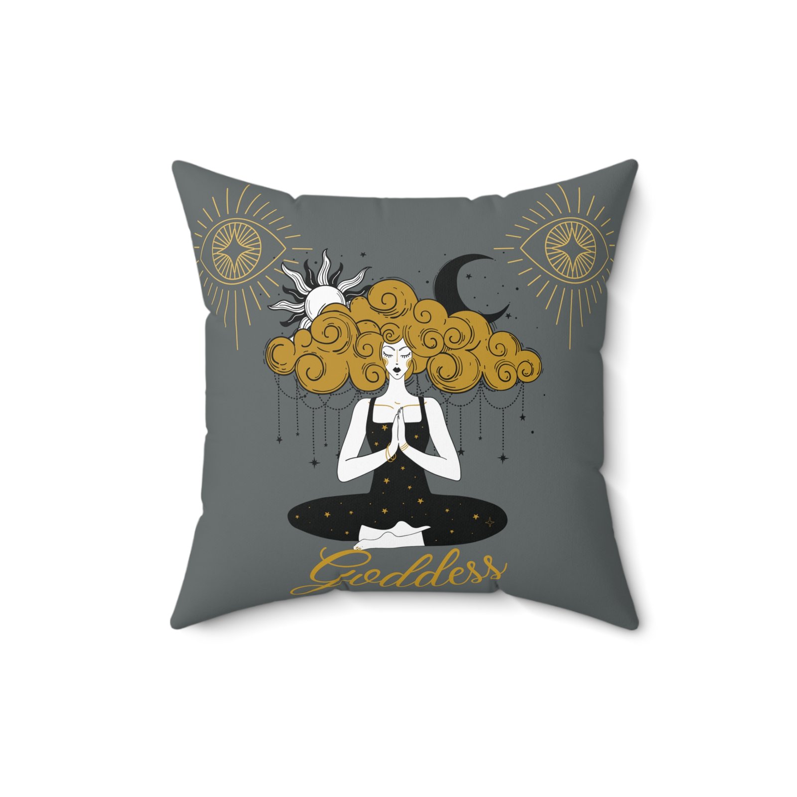 GODDESS in Grey Spun Polyester Square Pillow - Image 4