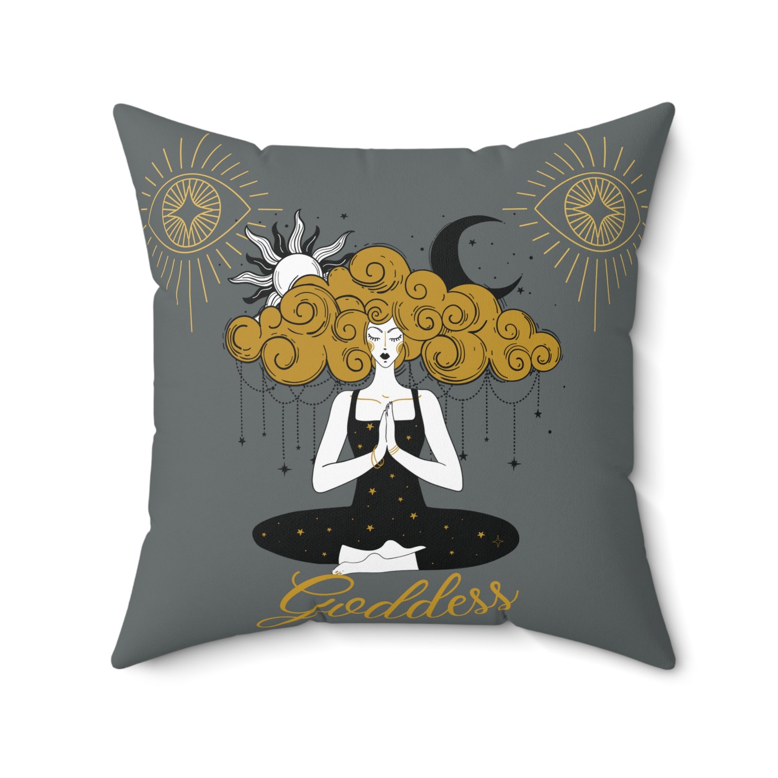 GODDESS in Grey Spun Polyester Square Pillow - Image 10