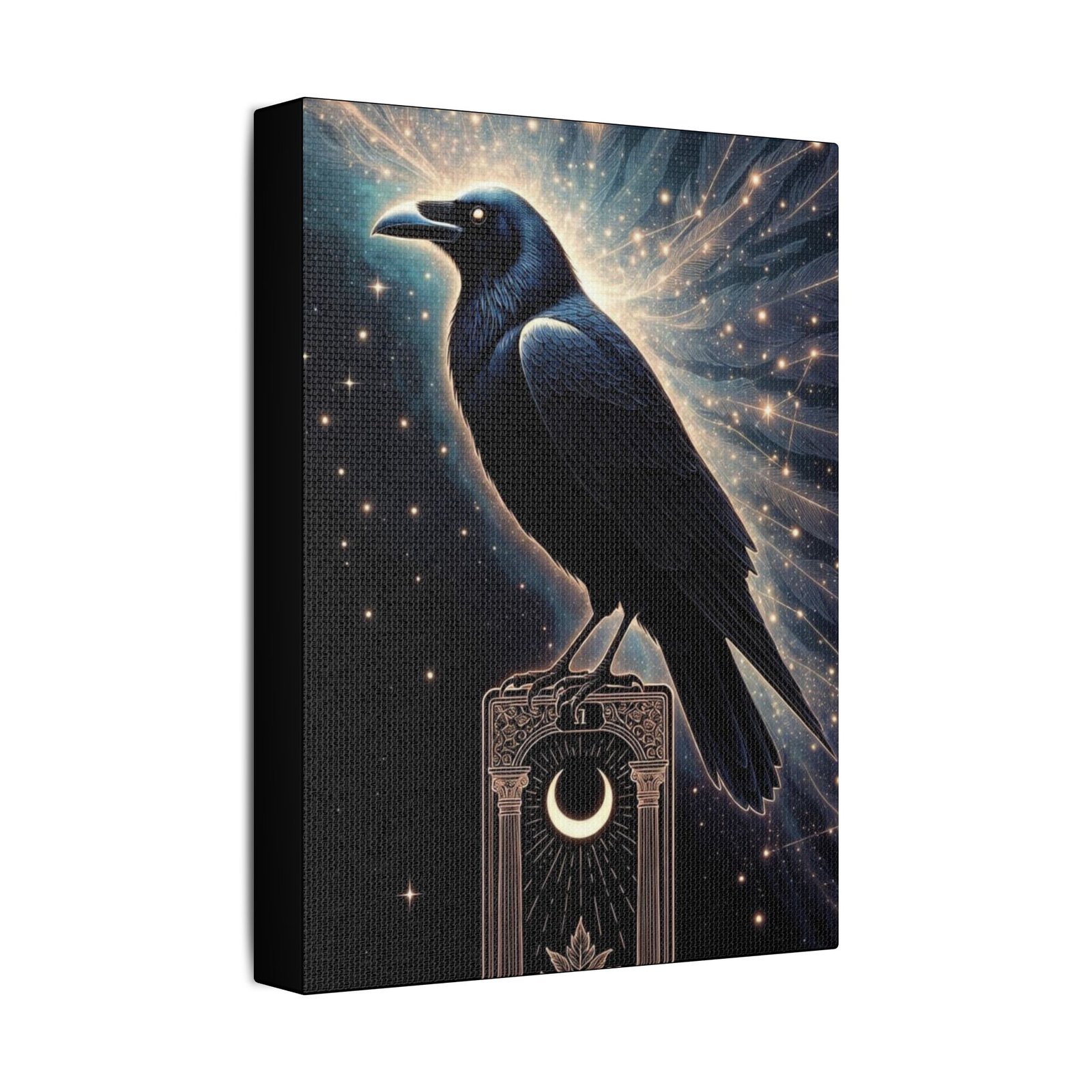 Mystic Raven Canvas Print — Crescent Moon Stretched Wall Art - Image 10