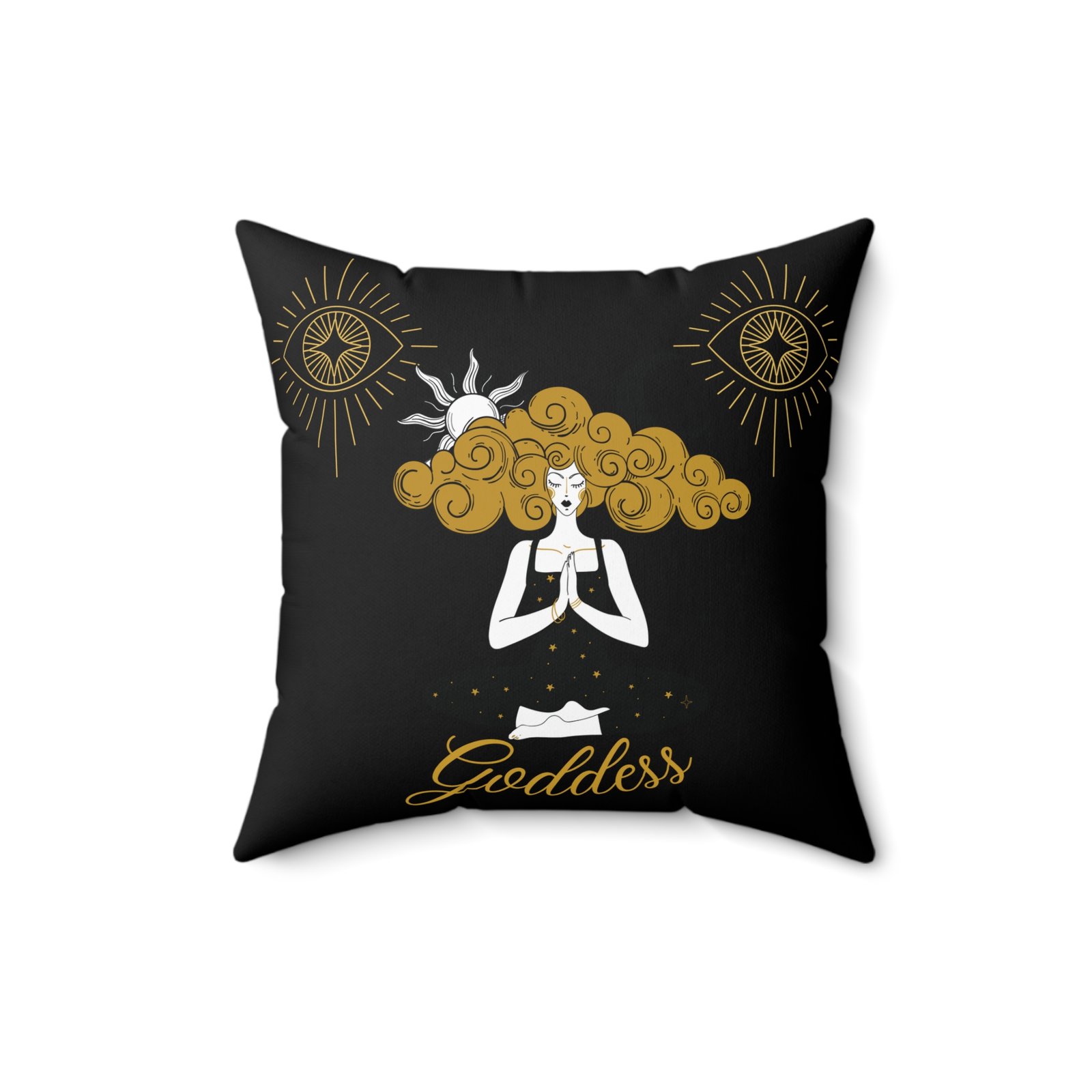 GODDESS in Black Spun Polyester Square Pillow - Image 4