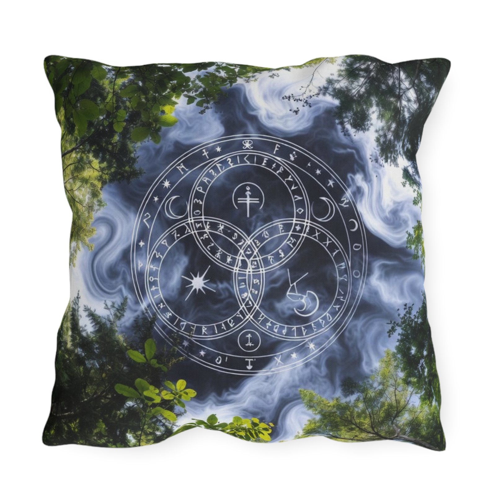 Mystic Forest Outdoor Pillow — Celestial Triquetra Sigil Design - Image 14