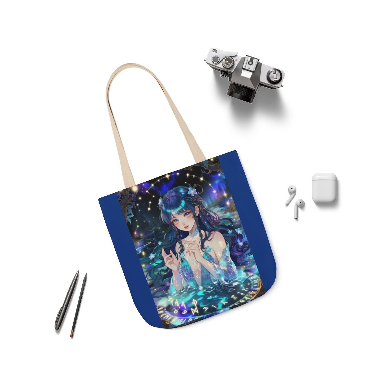 Mystic Mermaid Canvas Tote — Anime Galaxy Illustration Bag - Image 4