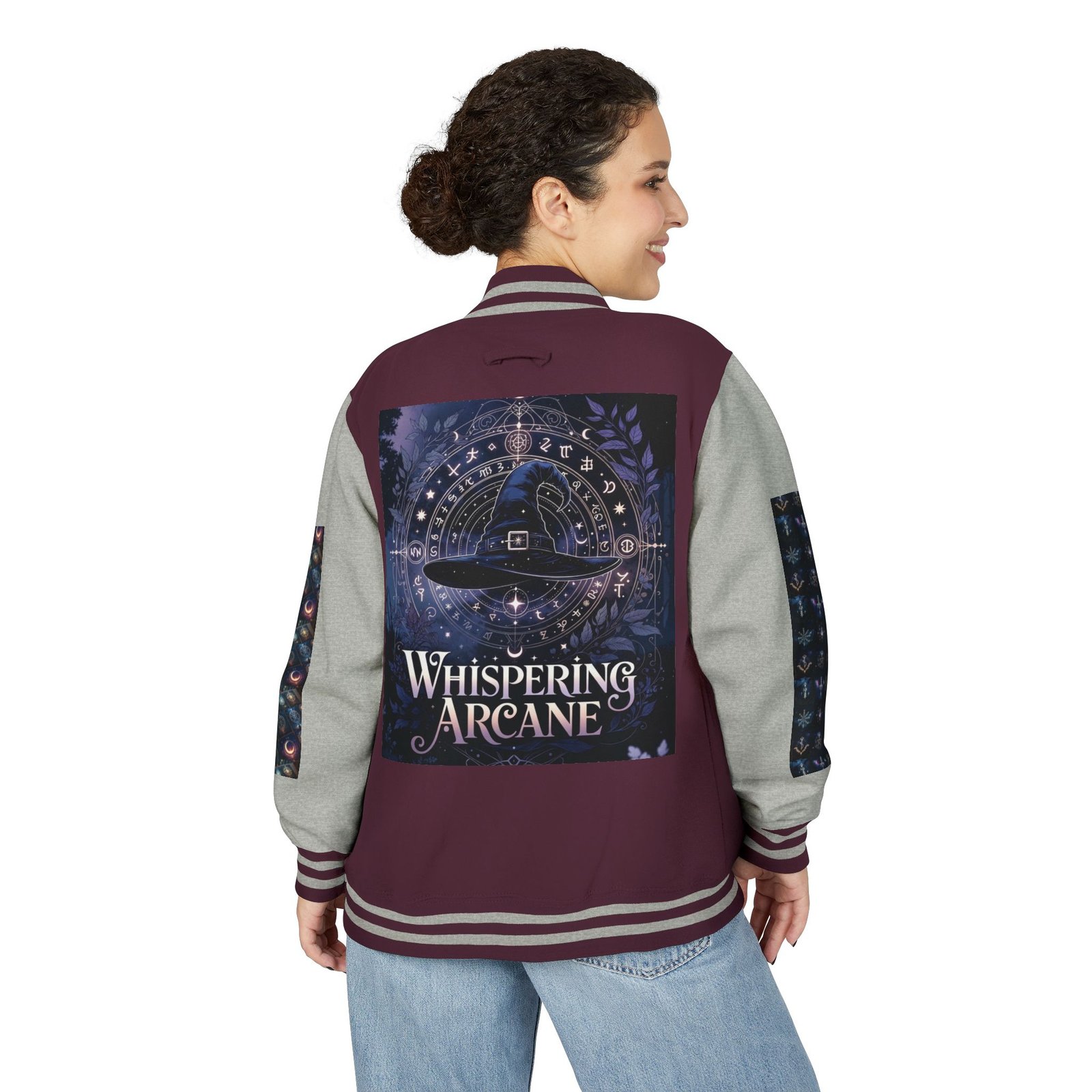 Letterman Jacket — Whispering Arcane Graphic Varsity Jacket Unisex - Image 40