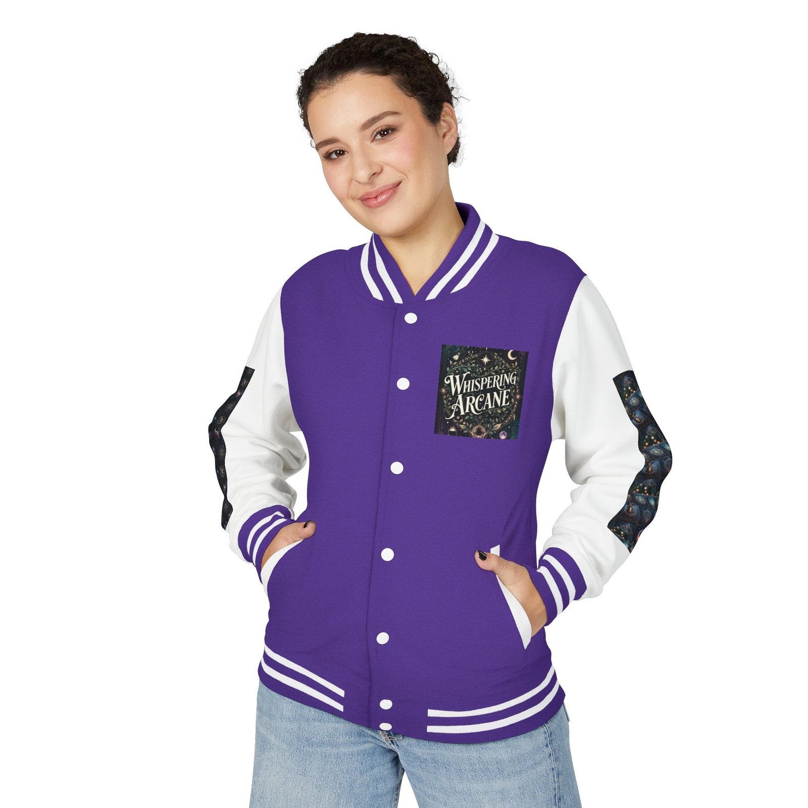 Letterman Jacket — Whispering Arcane Graphic Varsity Jacket Unisex - Image 21