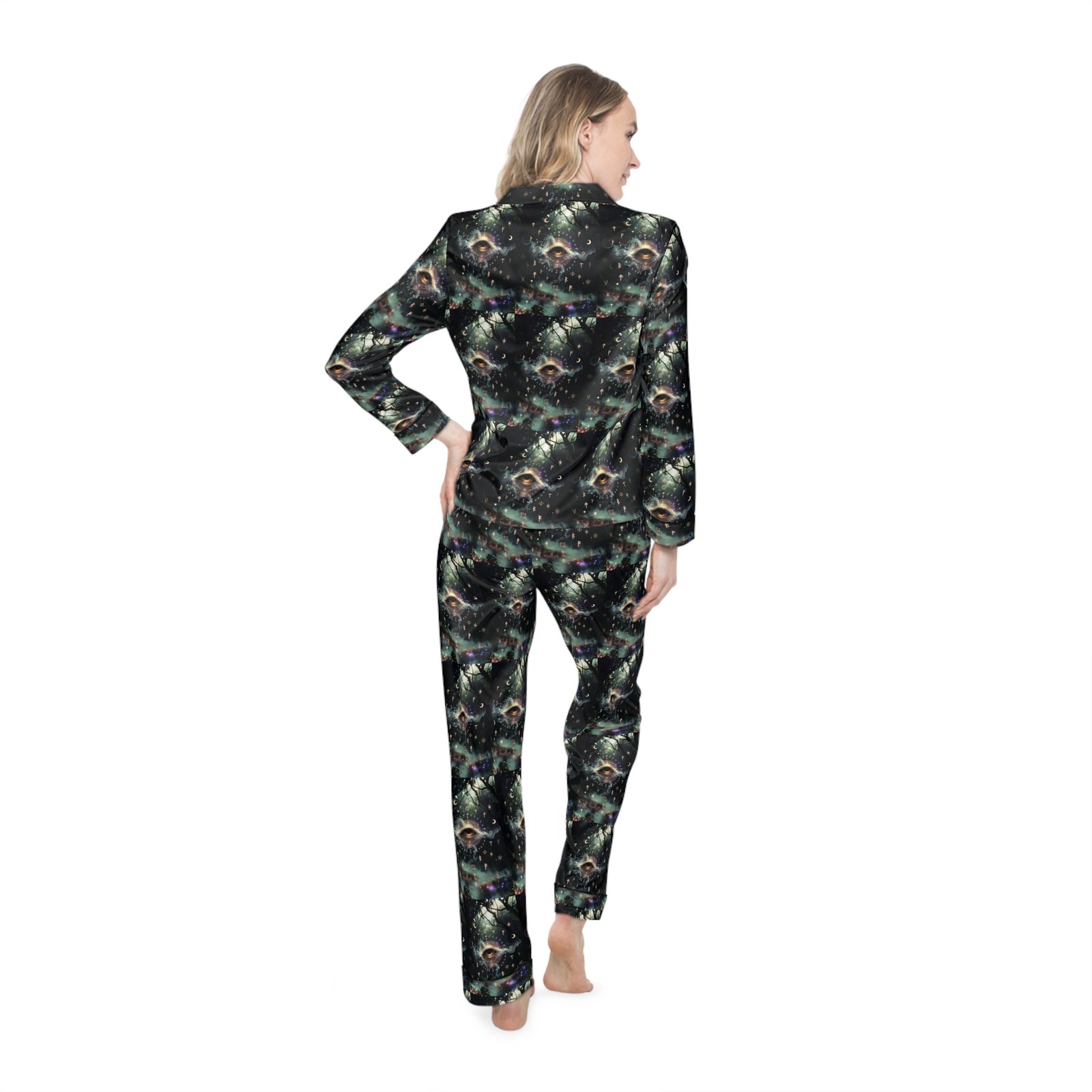 Galaxy Night Satin Pajama Set — Women's Luxurious Printed Sleepwear