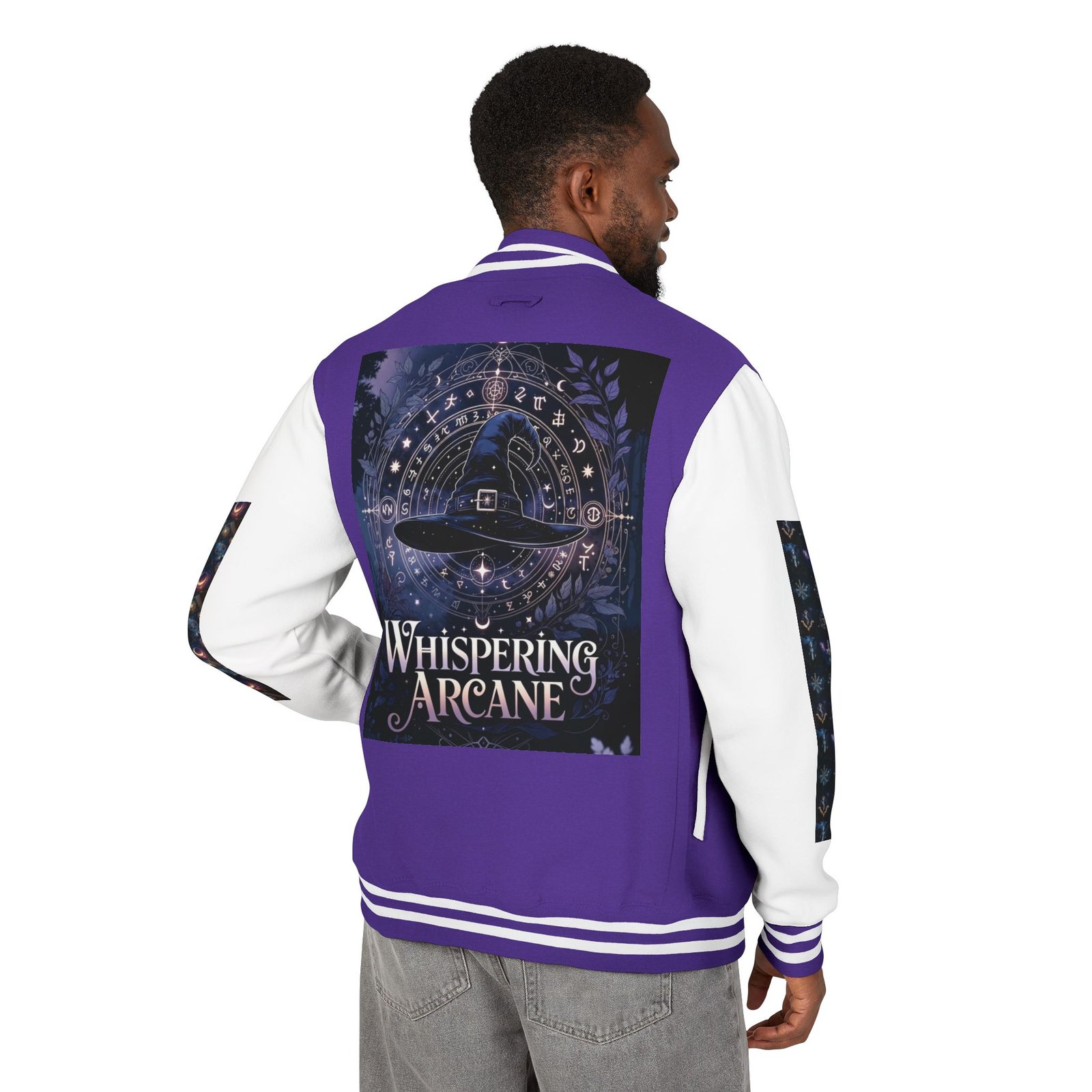 Letterman Jacket — Whispering Arcane Graphic Varsity Jacket Unisex - Image 23