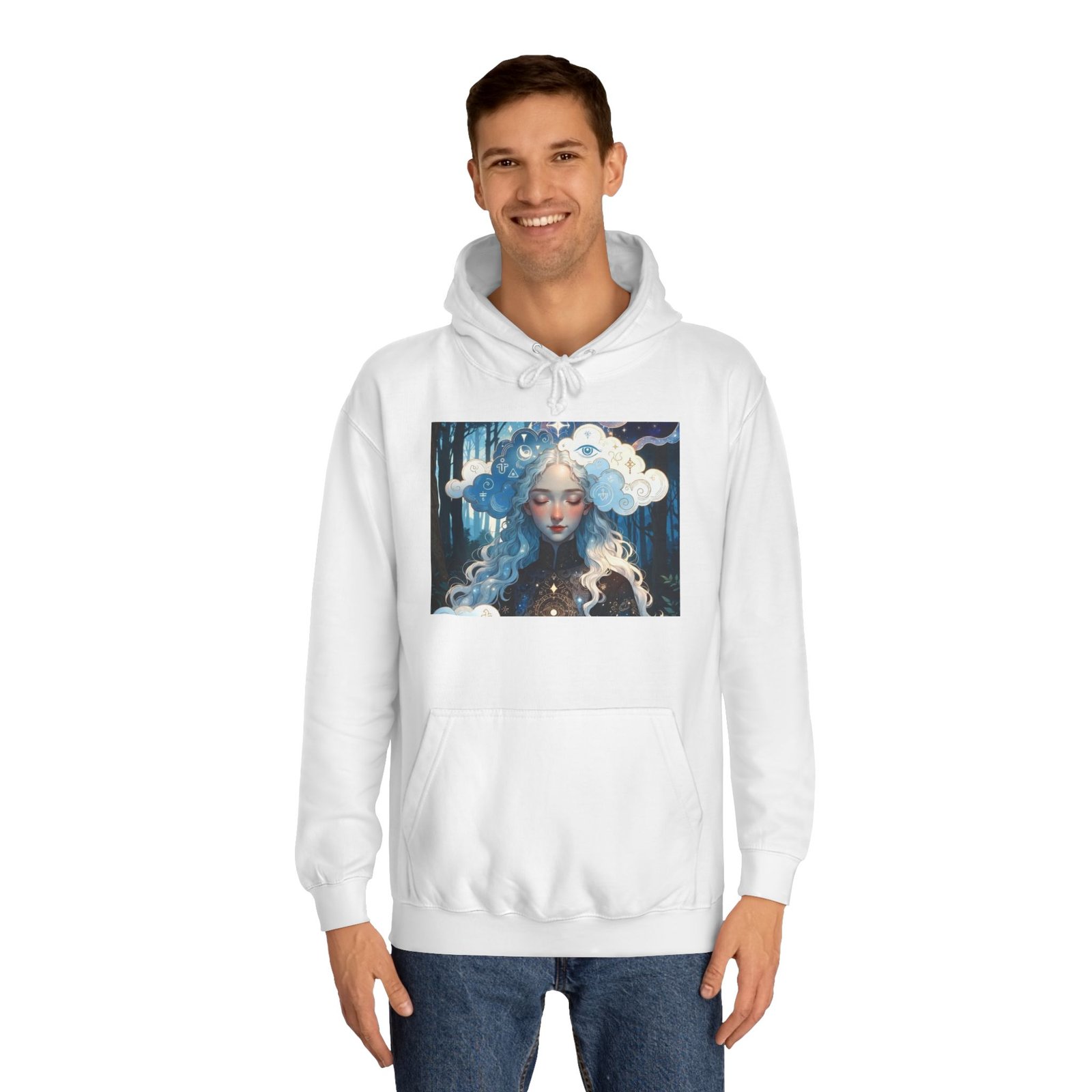 Celestial Dreamer Hoodie — Ethereal Moon & Clouds Art Sweatshirt - Image 7
